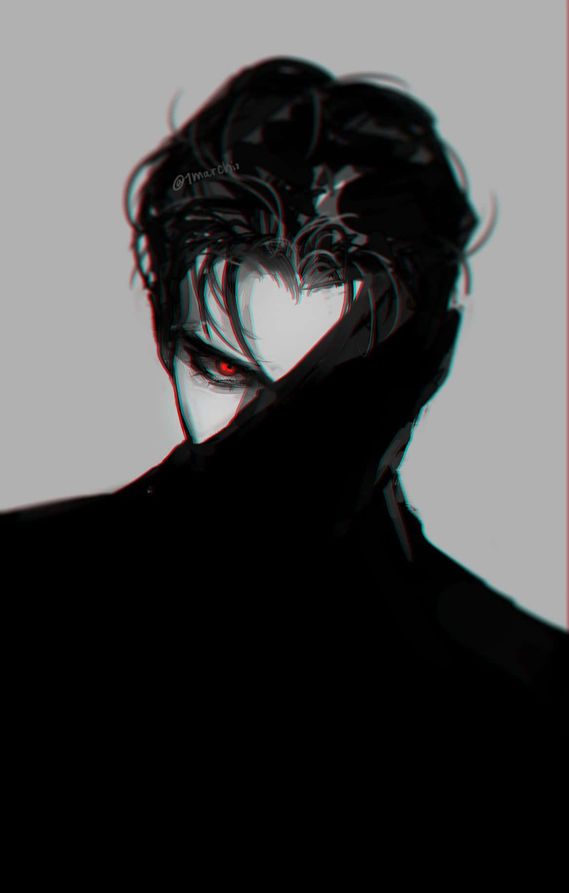 Vampire Lord, dark-haired anime male, glowing red eyes, HD Phone Wallpaper