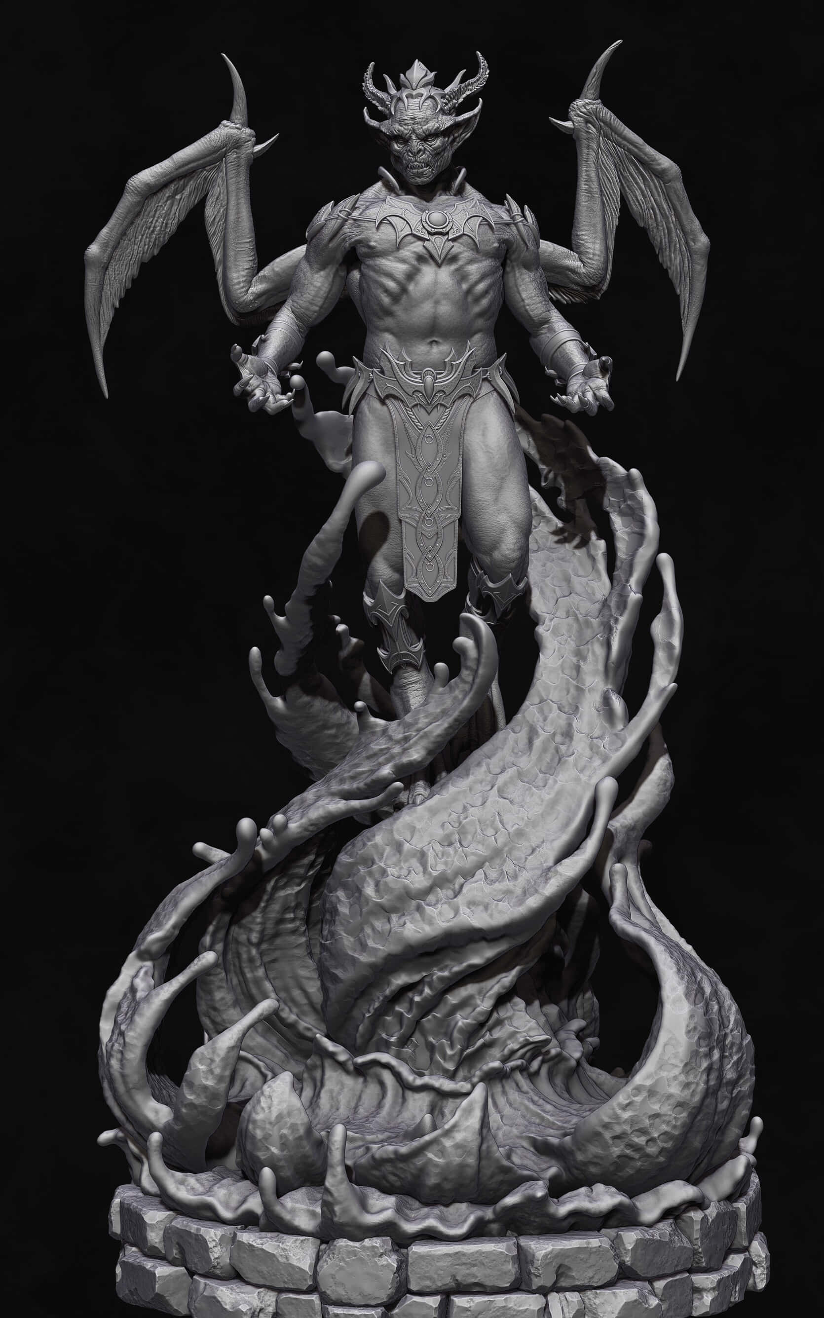 Vampire Lord, bat-like wings, horns, 2K Phone Wallpaper
