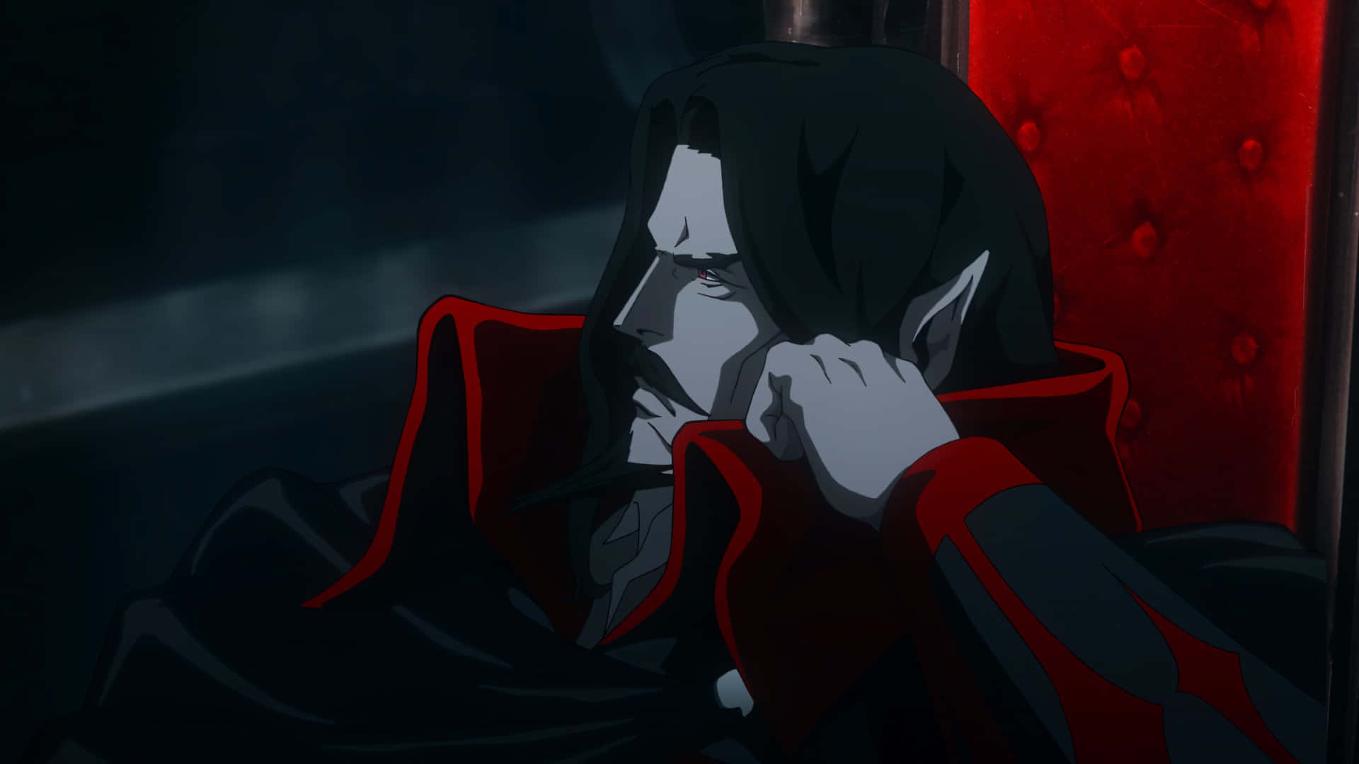Dark Anime Vampire Lord, anime vampire, long black hair, Full HD Desktop Wallpaper