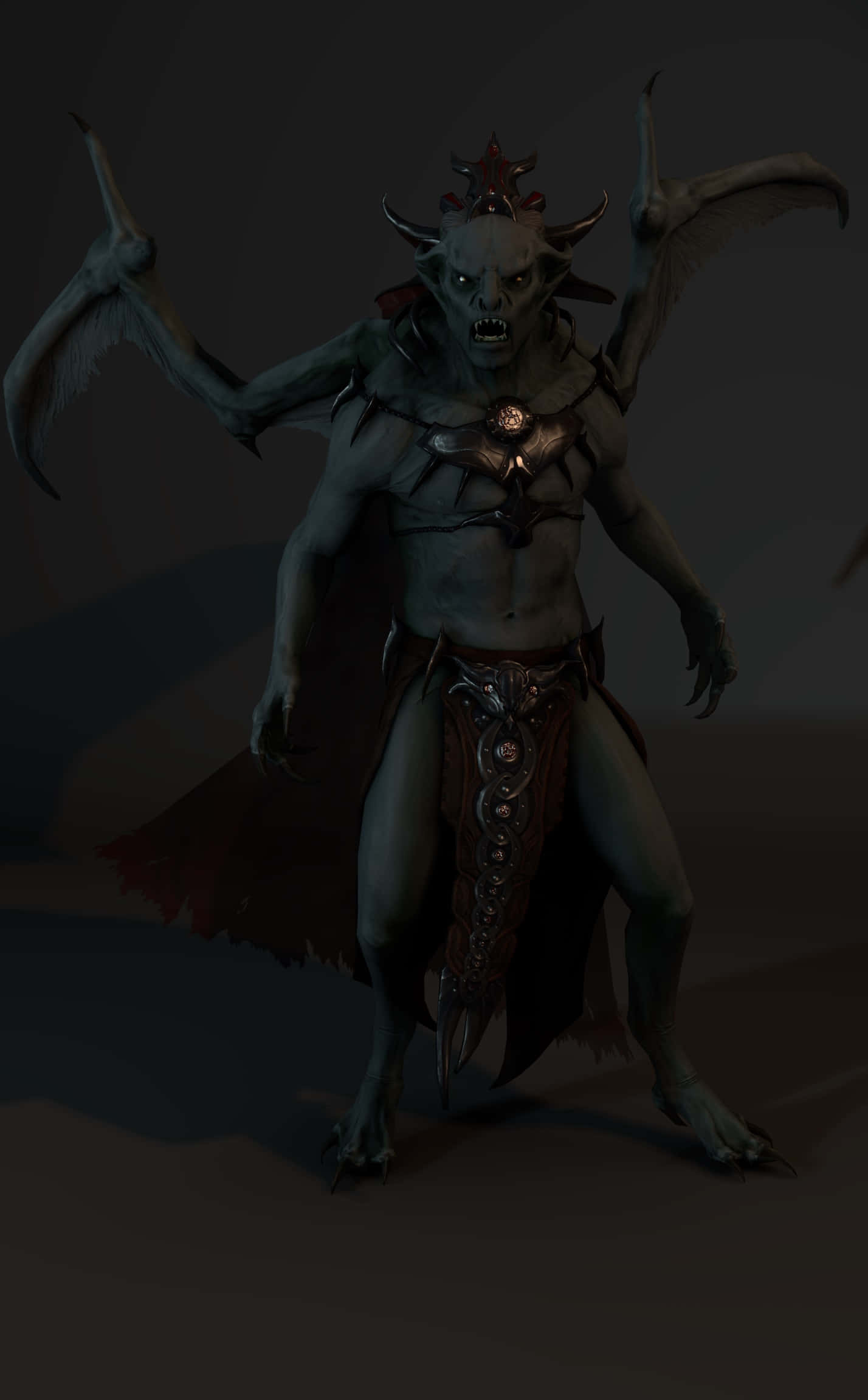 Vampire Lord, horned demon, bat-like wings, Full HD Phone Wallpaper