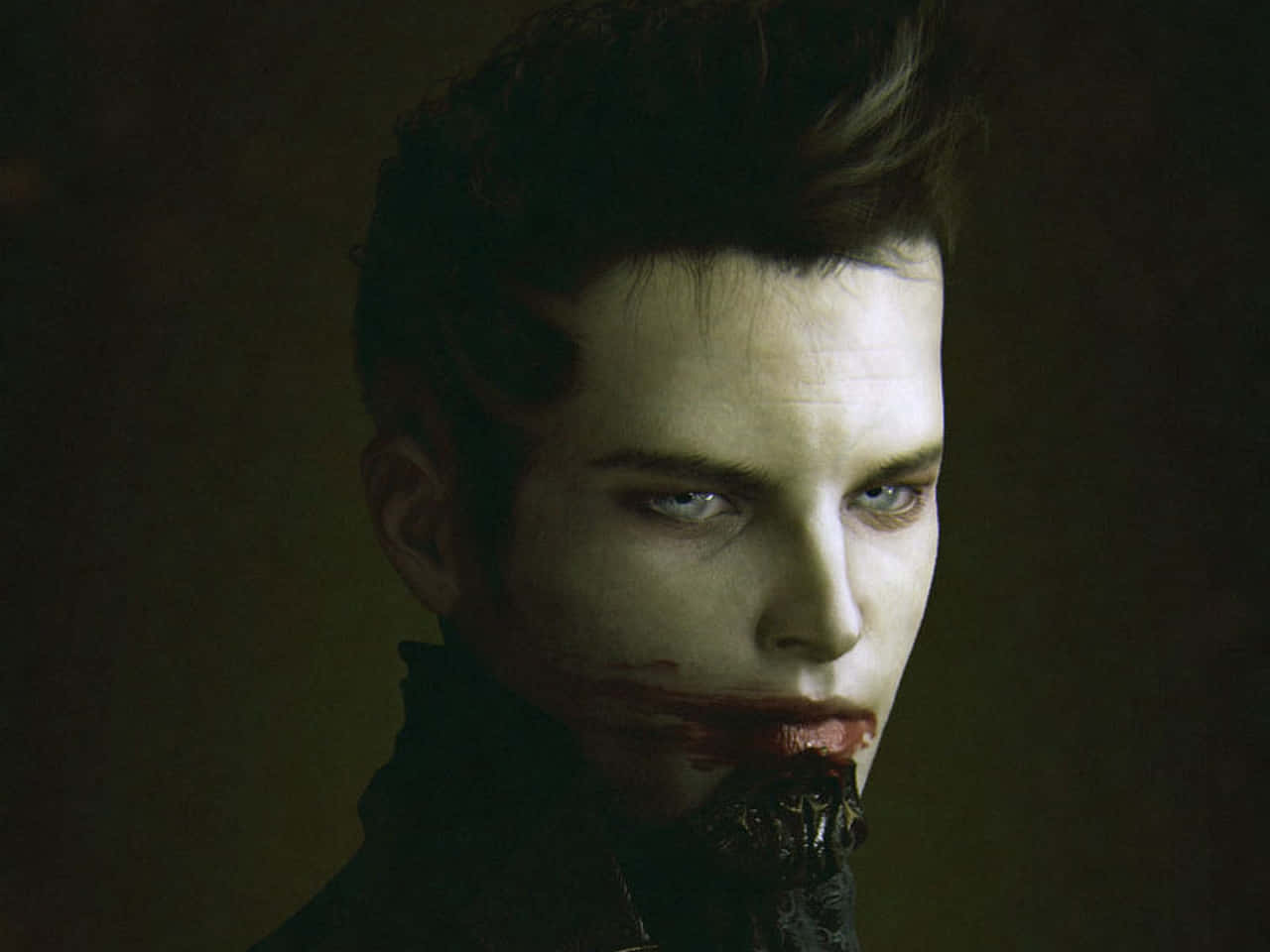 Dark Vampire, pale man, bloodied lips, HD Desktop Wallpaper