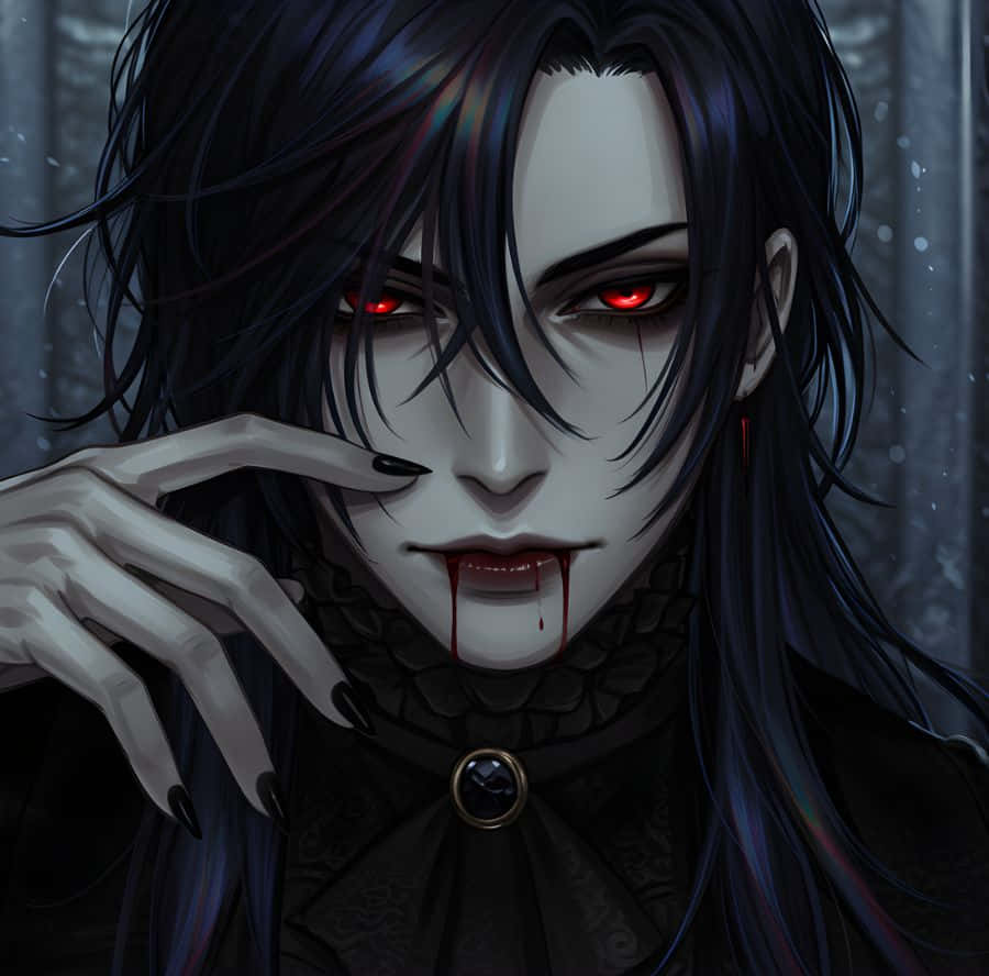 Dark Vampire, red eyes, pale anime vampire, SD Desktop Wallpaper