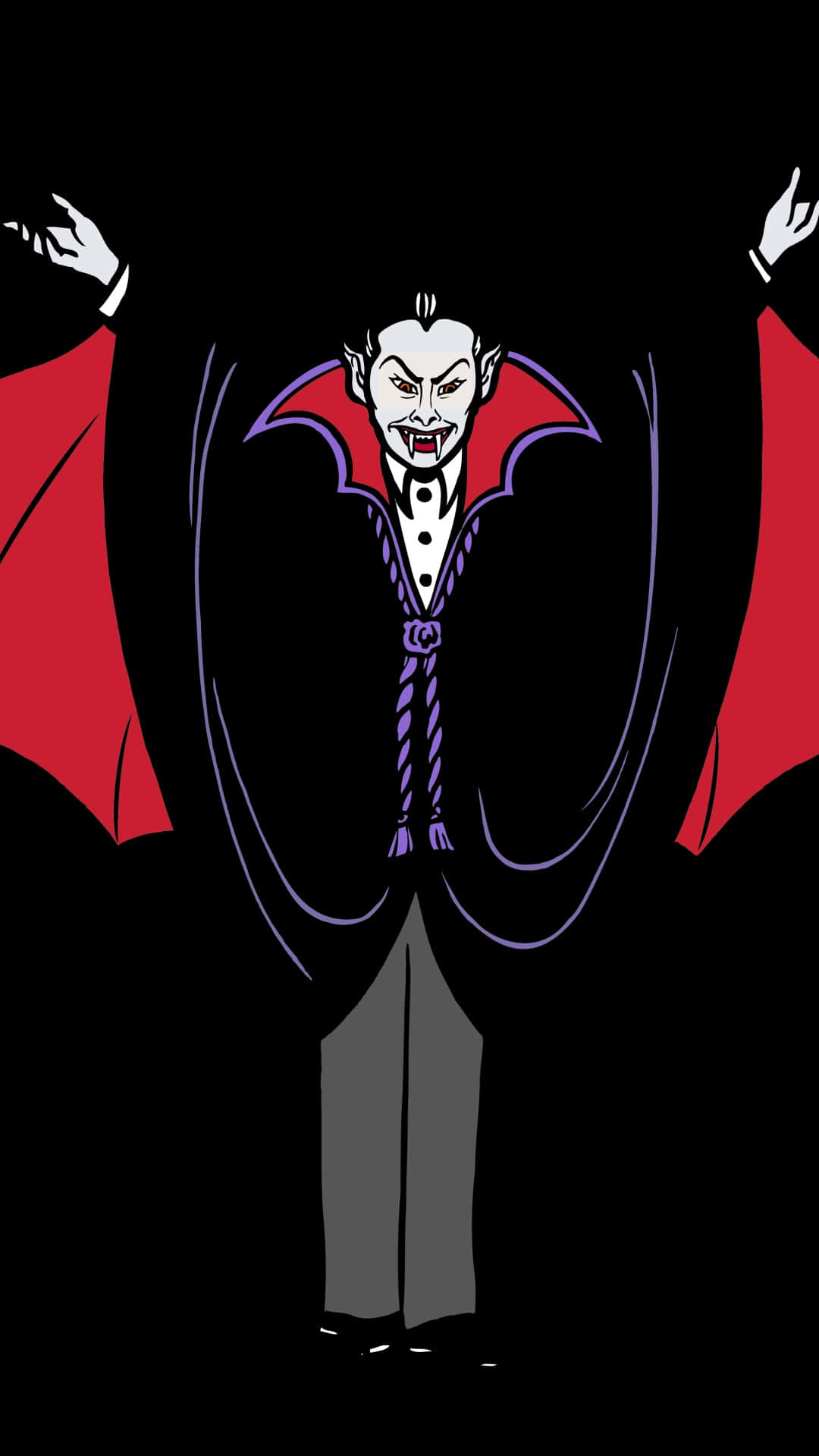 dark vampire, red cape, purple suit, Full HD Phone Wallpaper