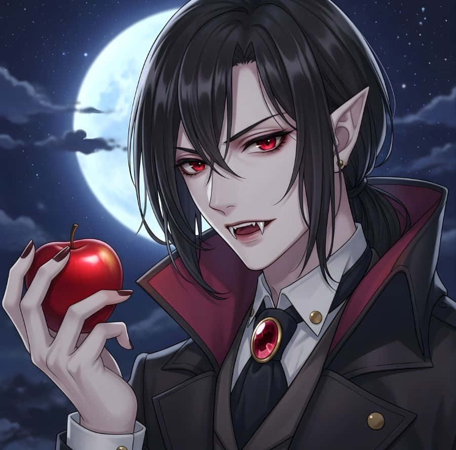 Dark Vampire, red eyes, fangs, SD Desktop Wallpaper