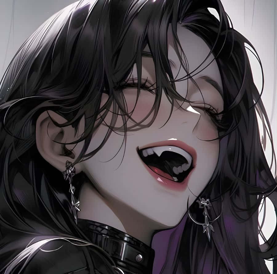 dark vampire girl, anime girl, fangs, SD Desktop Wallpaper