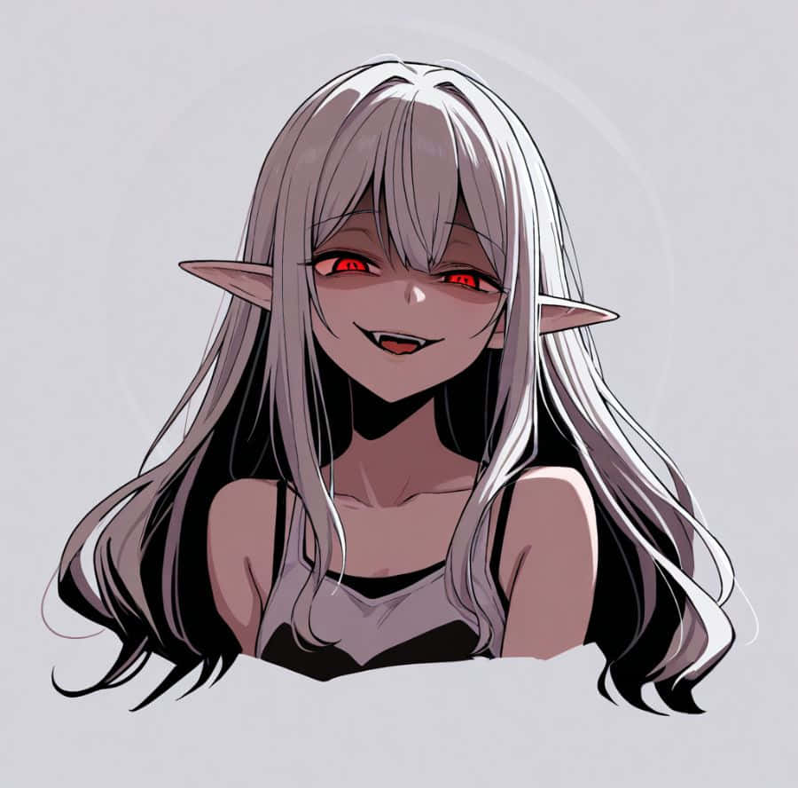 Dark Vampire Girl Pfp, anime girl, long silver hair, SD Desktop Wallpaper