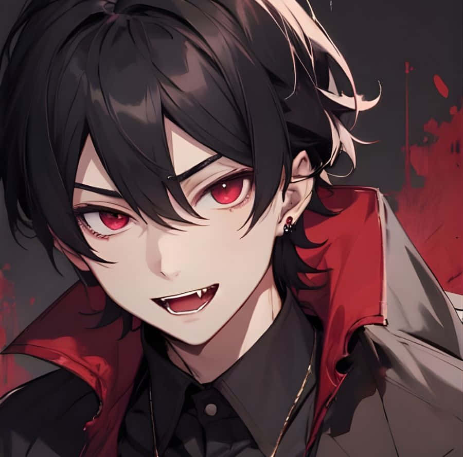 anime vampire, red eyes, fangs, SD Desktop Wallpaper