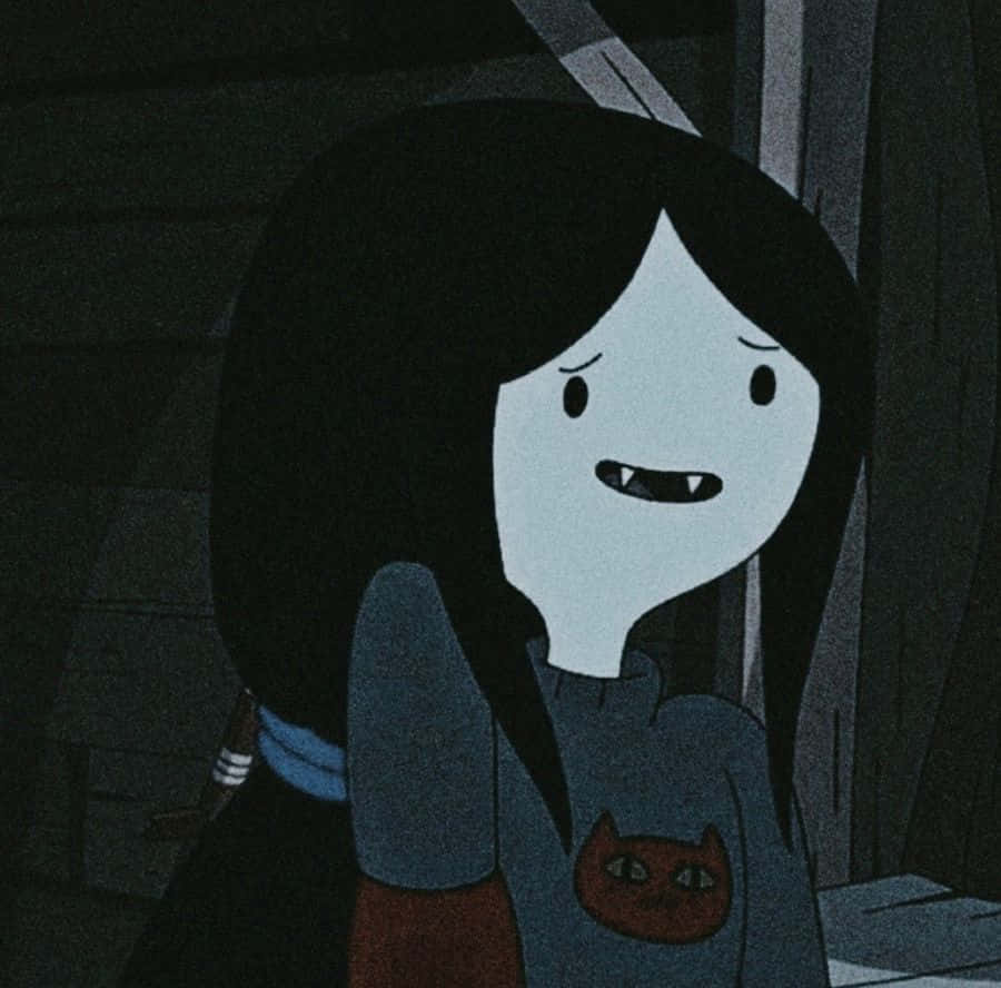 cute vampire cartoon pfp, stylized animated girl, black hair, SD Desktop Wallpaper