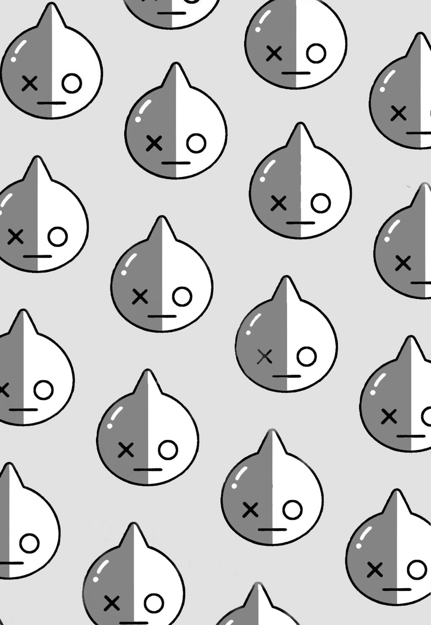 Van BT21, minimalist cartoon droplet faces, split in half, Full HD Phone Wallpaper