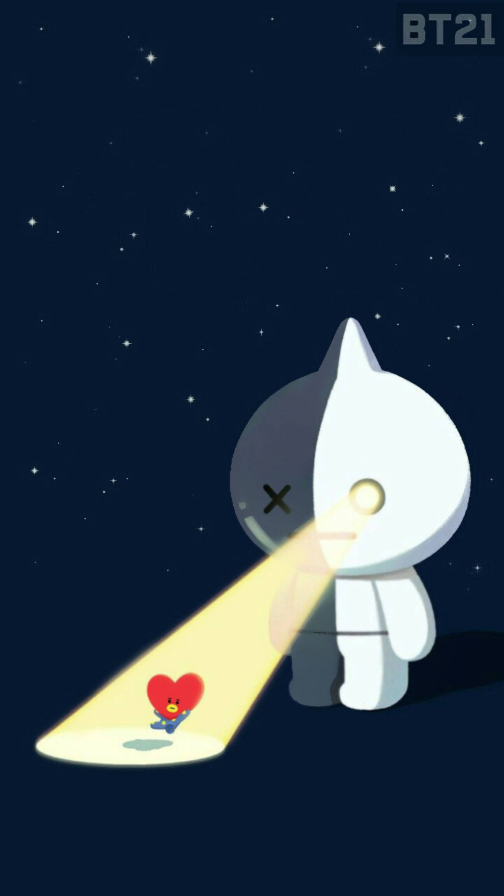 Van BT21, light beam, glowing eye, 2K Phone Wallpaper