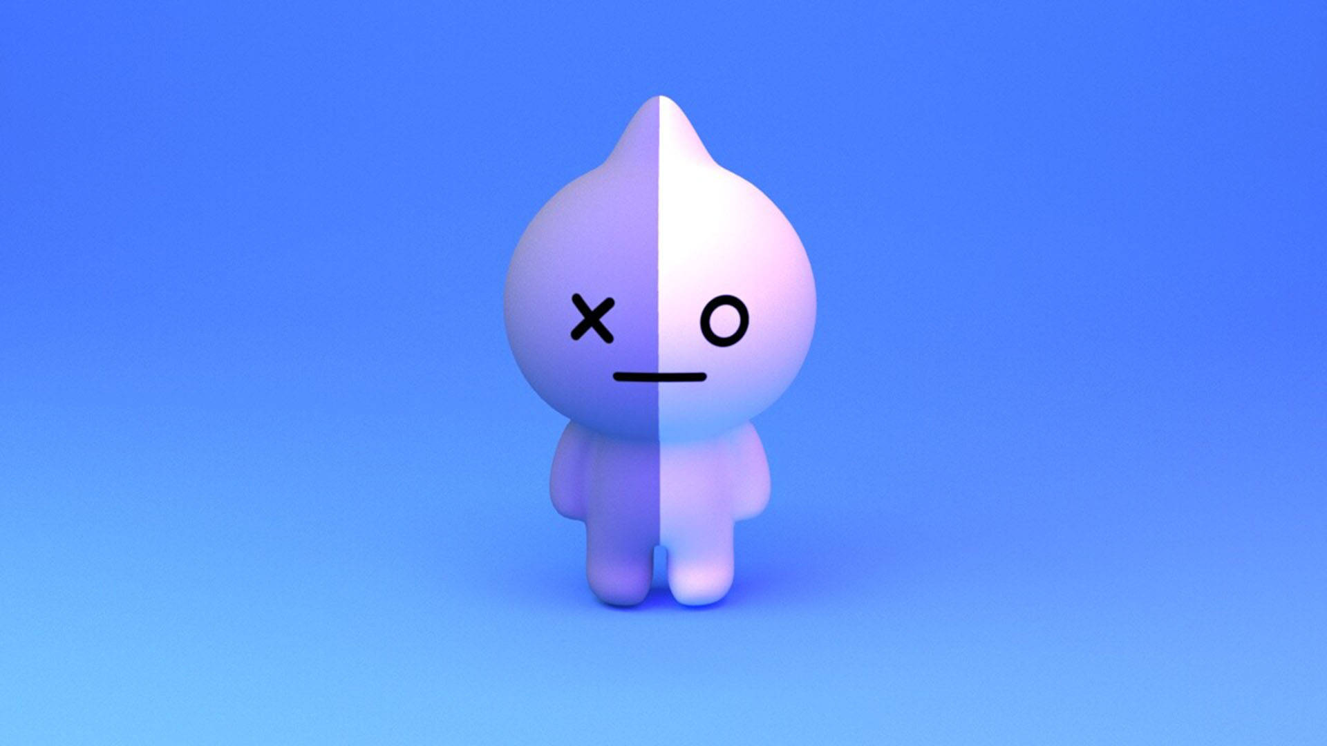 BT21, purple and white van, gradient blue background, Full HD Desktop Wallpaper