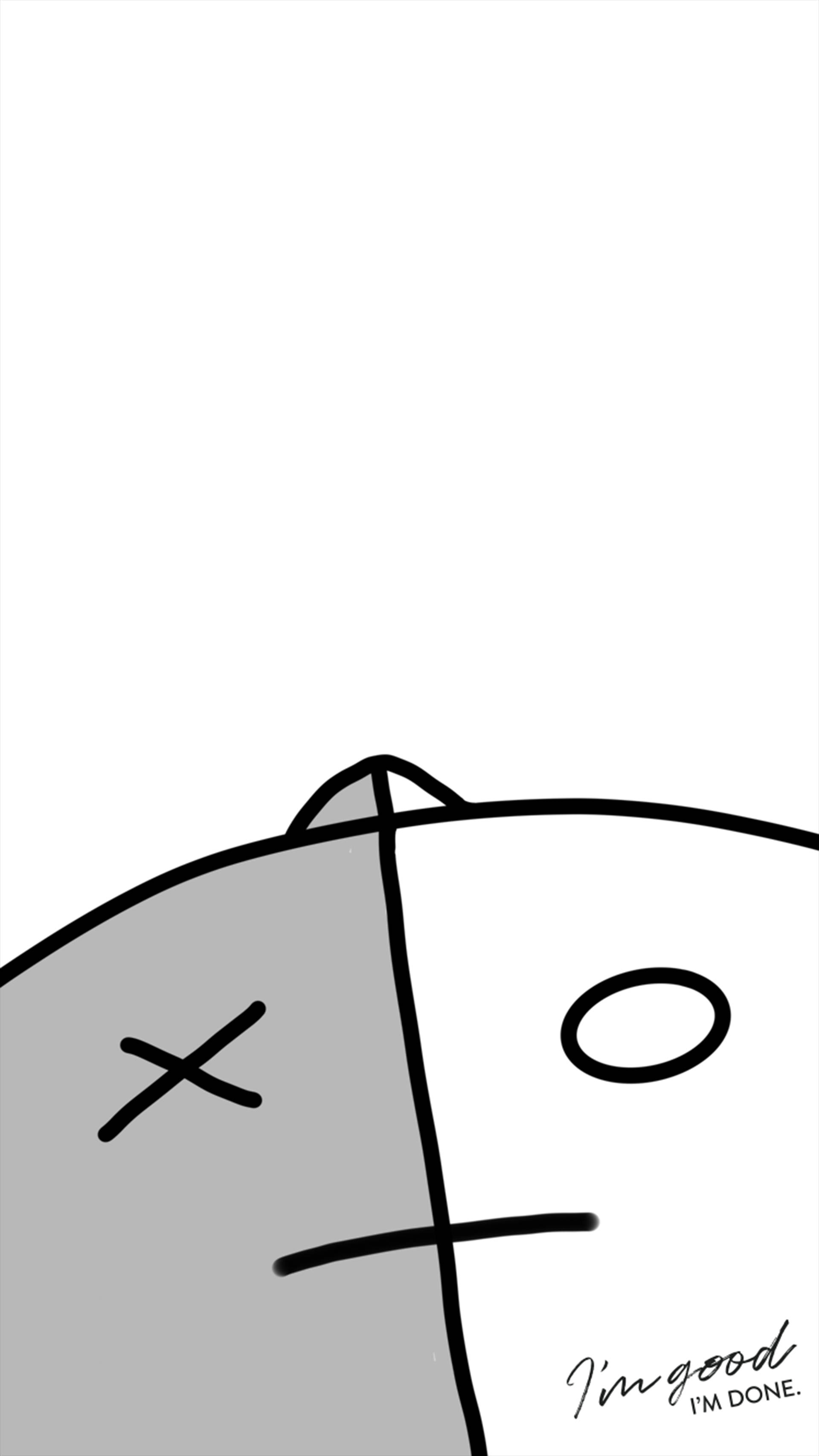 Minimalism Van BT21, cartoon cat, one eye crossed out, 2K Phone Wallpaper