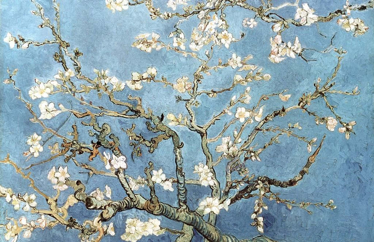 Van Gogh, almond tree, white flowers, HD Desktop Wallpaper