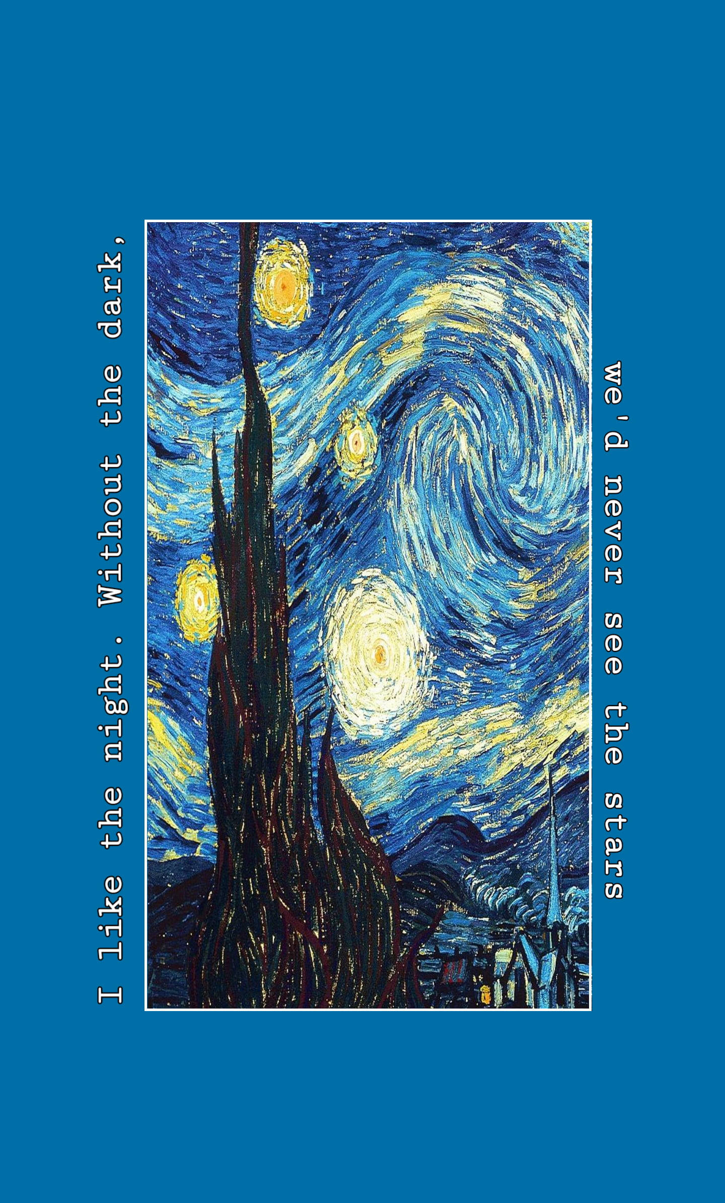Van Gogh Starry Night, swirling starry night sky, tall cypress tree, Full HD Phone Wallpaper