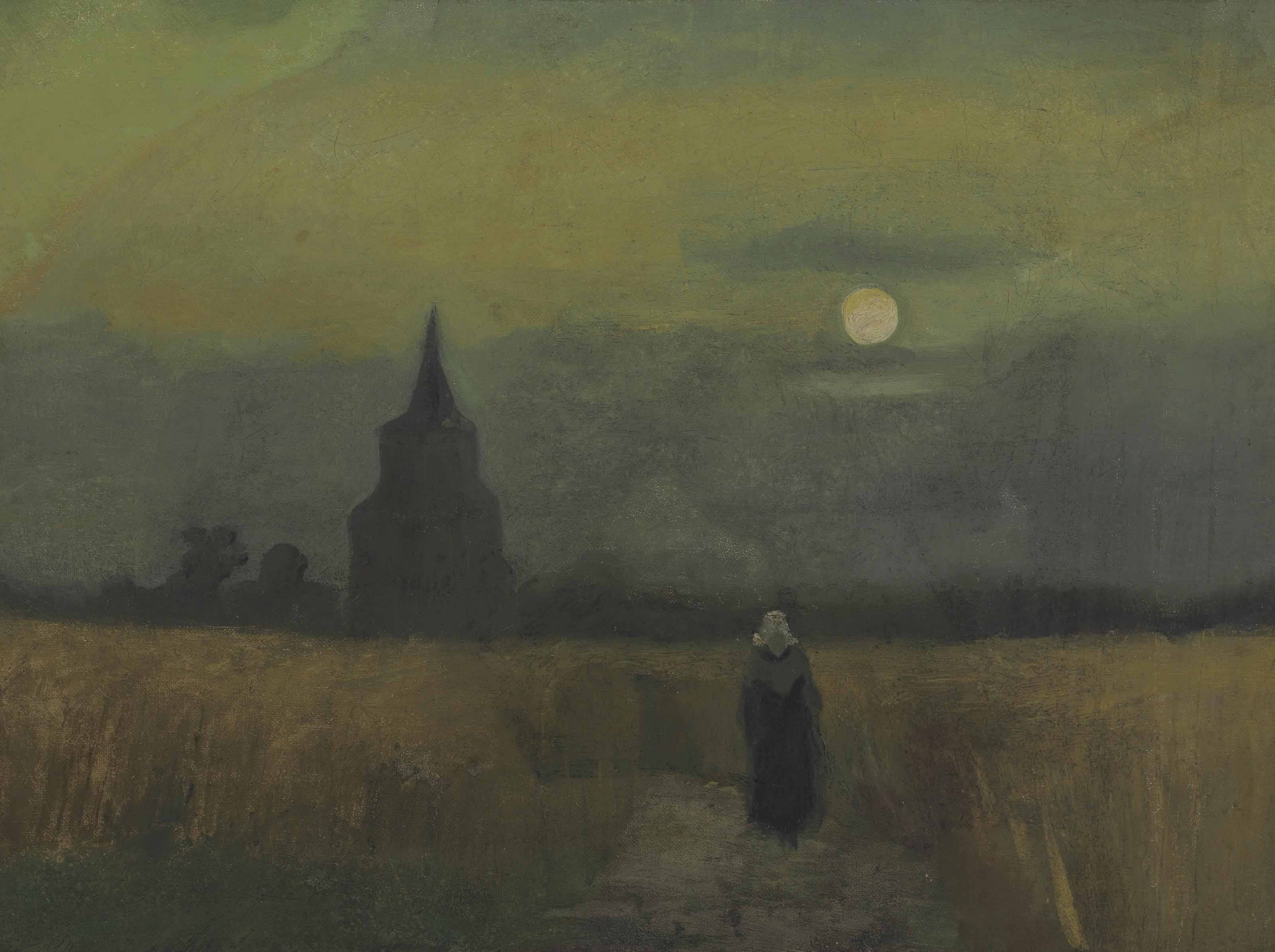 Van Gogh, old tower, dusk, 5K Desktop Wallpaper