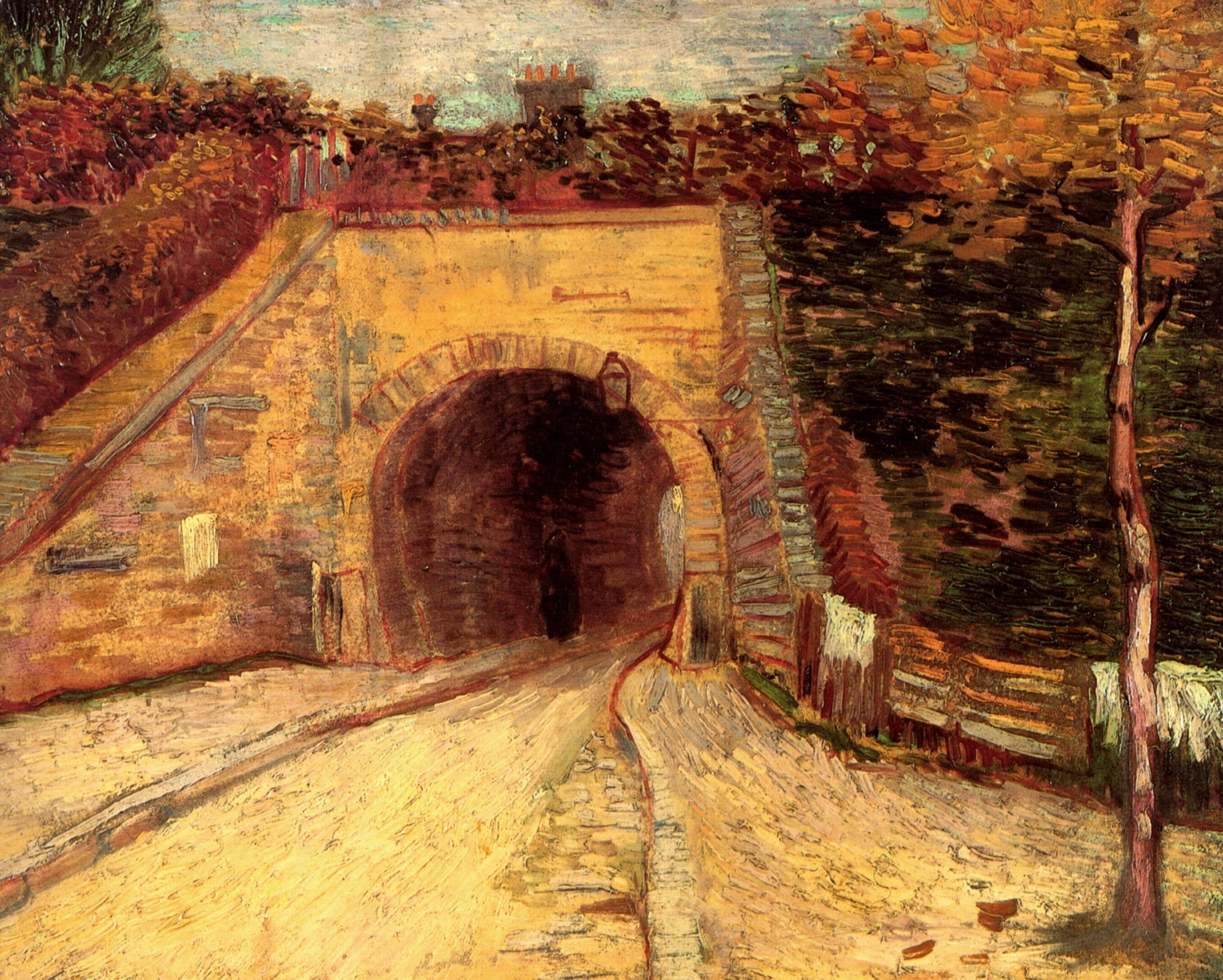 Van Gogh, roadway, underpass, 5K Desktop Wallpaper
