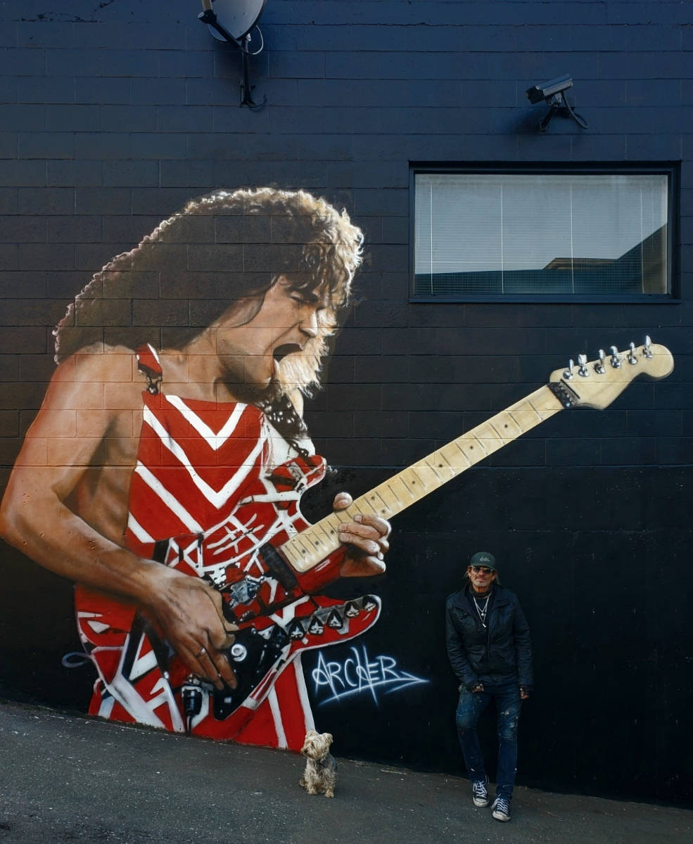 Van Halen, rock guitarist, red and white outfit, SD Phone Wallpaper
