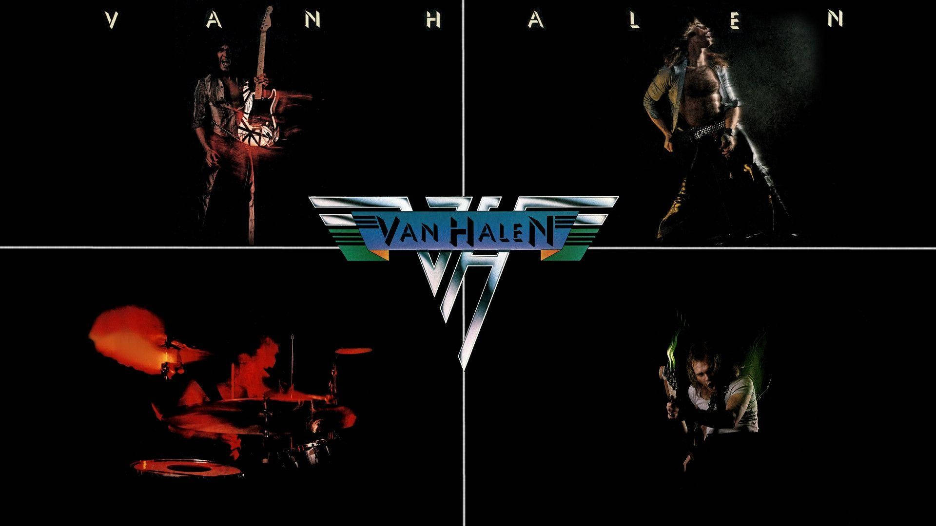 Van Halen, iconic logo, black background, Full HD Desktop Wallpaper