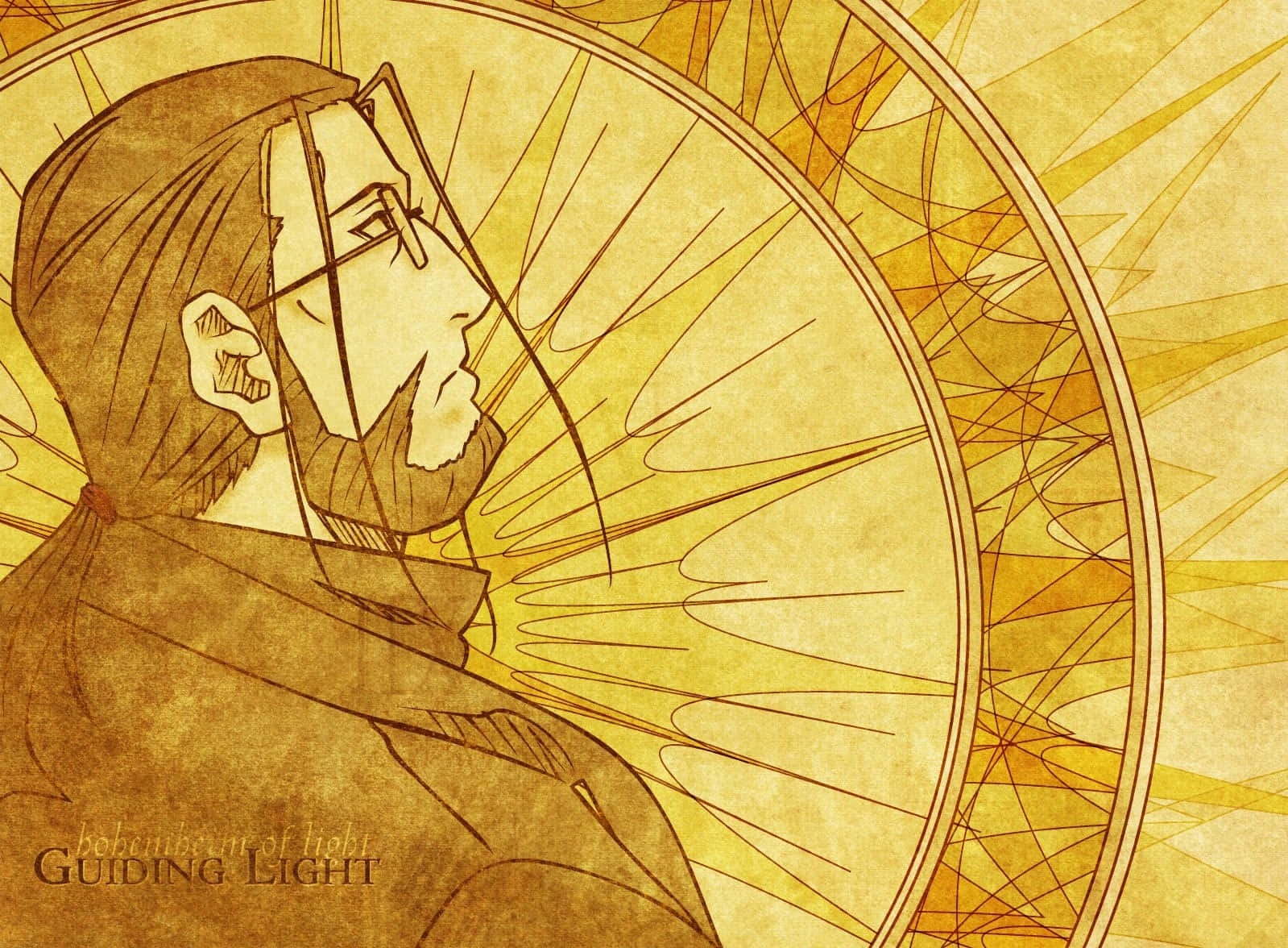 Van Hohenheim, golden sunburst, glasses, HD Desktop Wallpaper