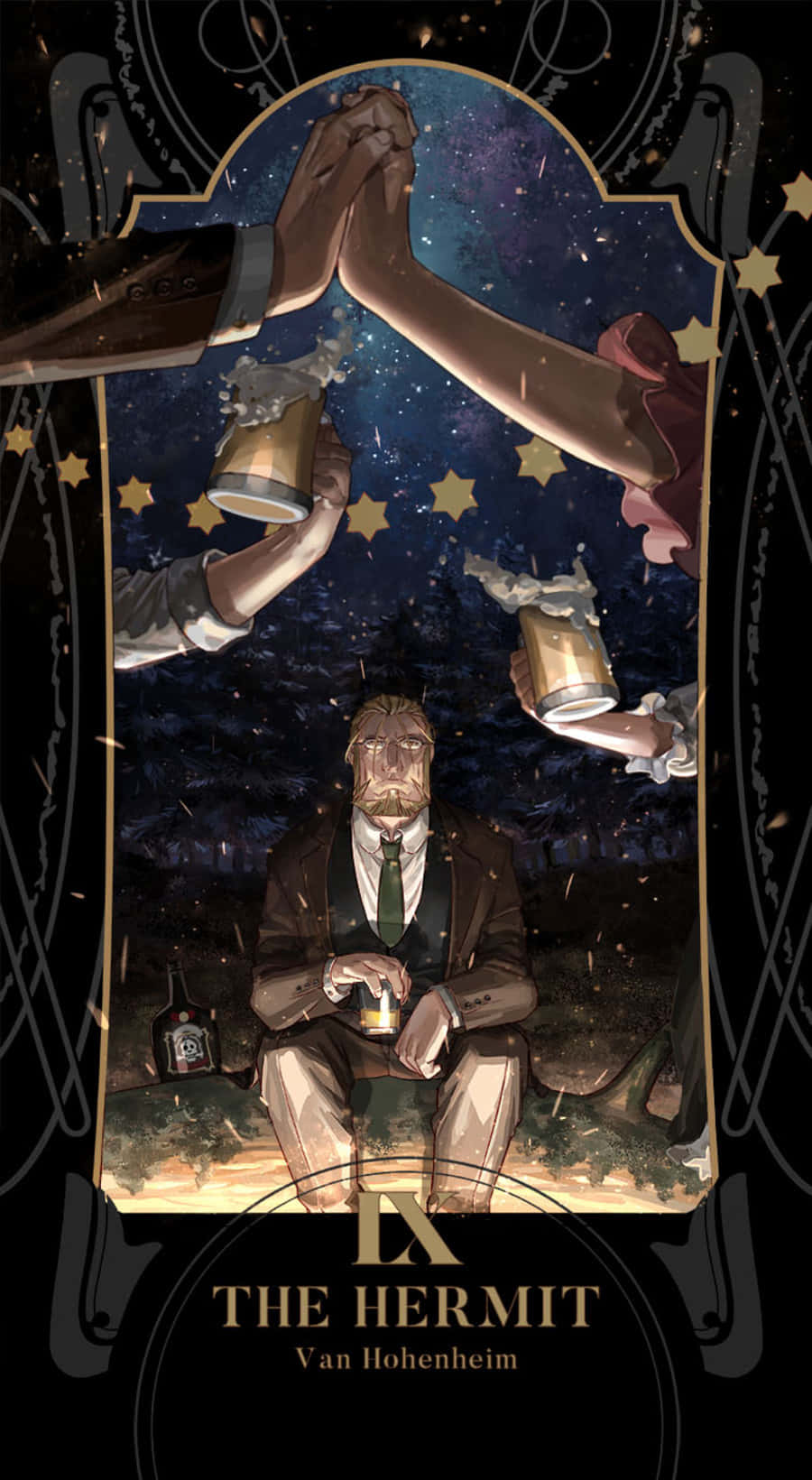 Van Hohenheim, starry sky, lone man in a suit, HD Phone Wallpaper