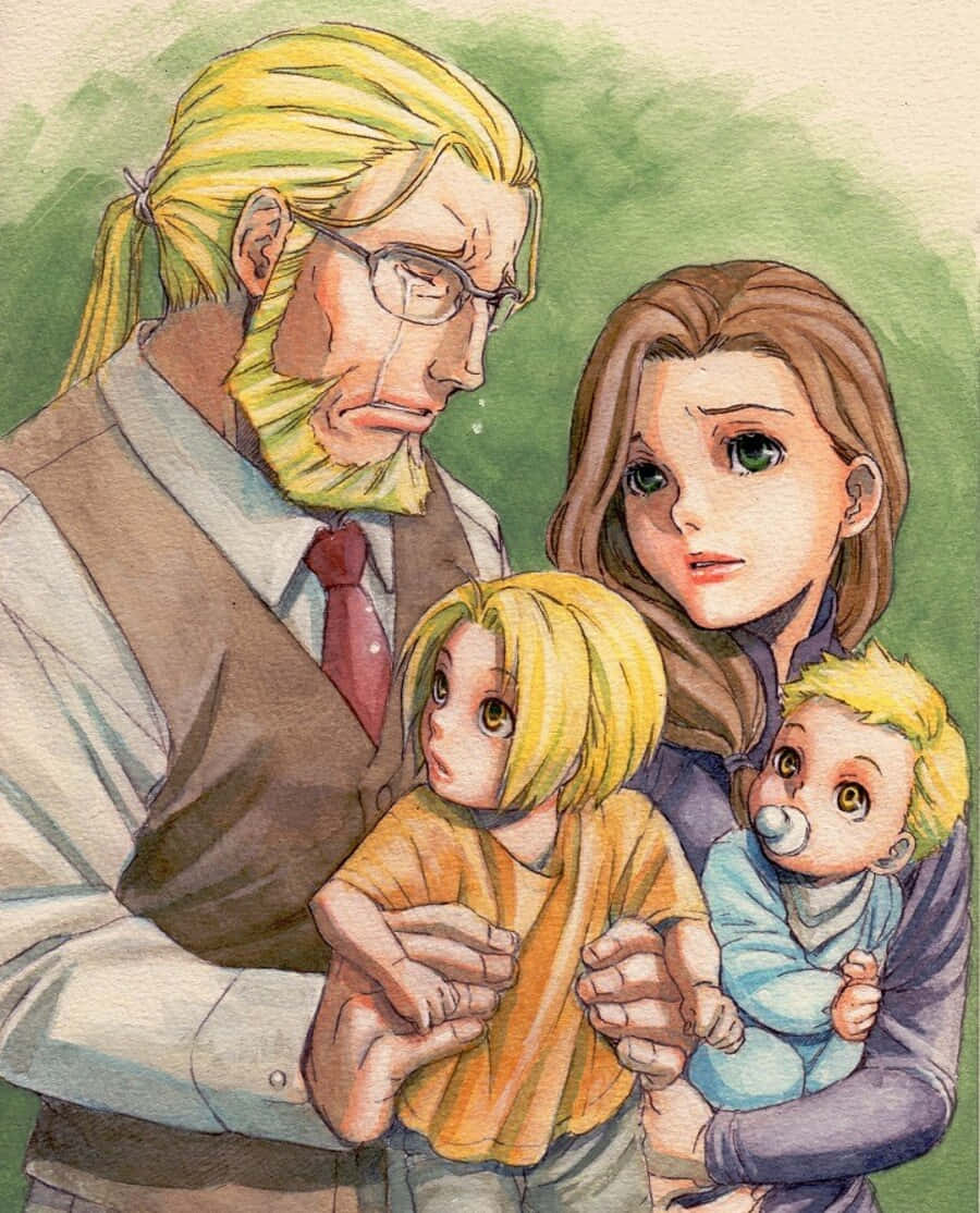 Van Hohenheim, watercolor illustration, family of four, SD Phone Wallpaper