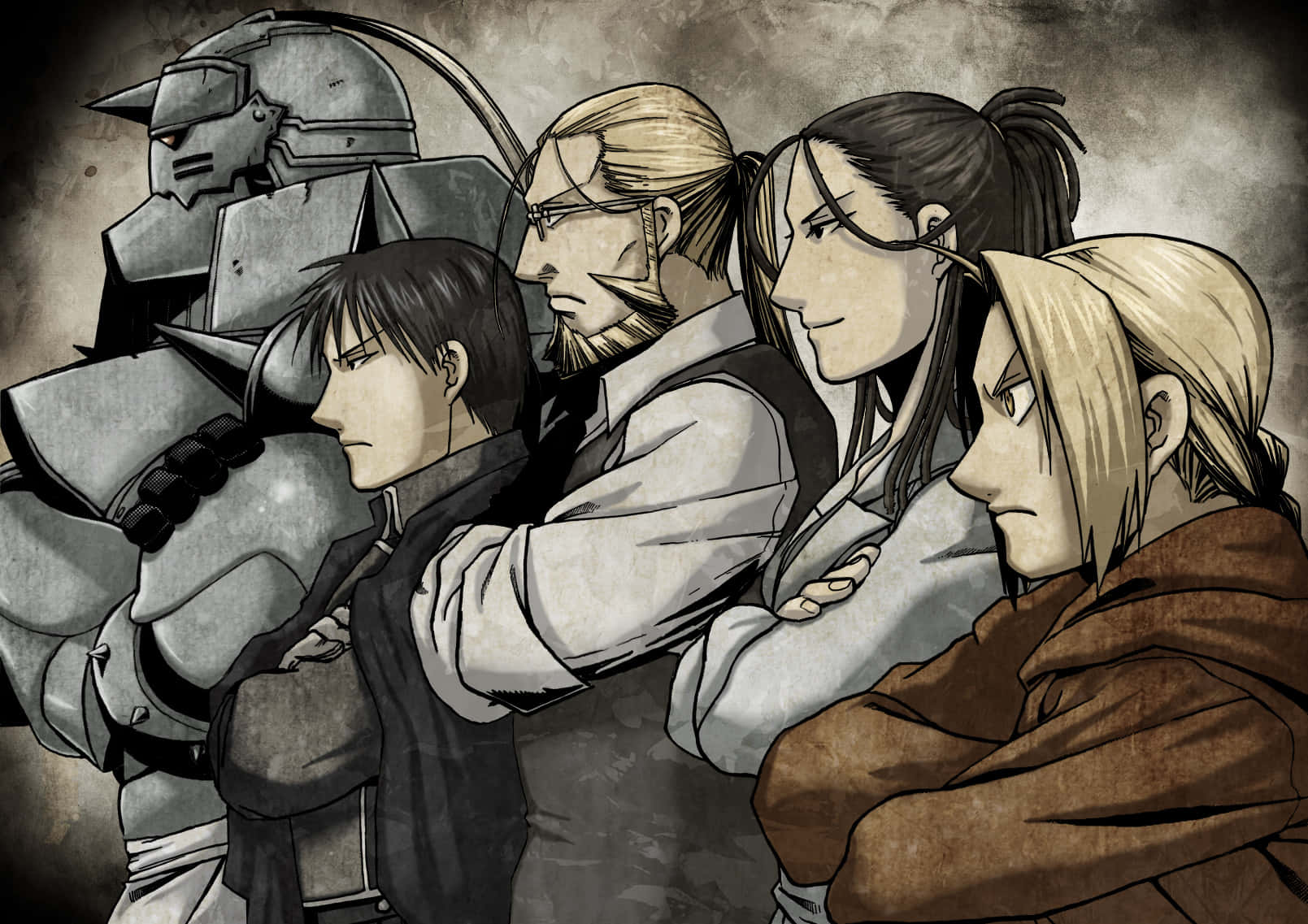 Van Hohenheim, anime characters, gritty textured background, HD Desktop Wallpaper