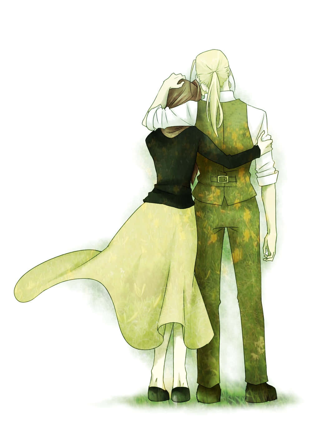 Van Hohenheim, green outfit, flowing yellow skirt, HD Phone Wallpaper