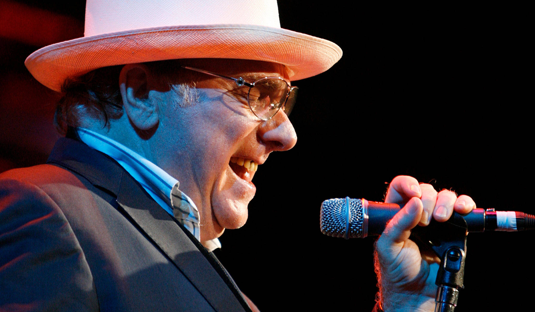 Van Morrison, record producer, white hat, Full HD Desktop Wallpaper