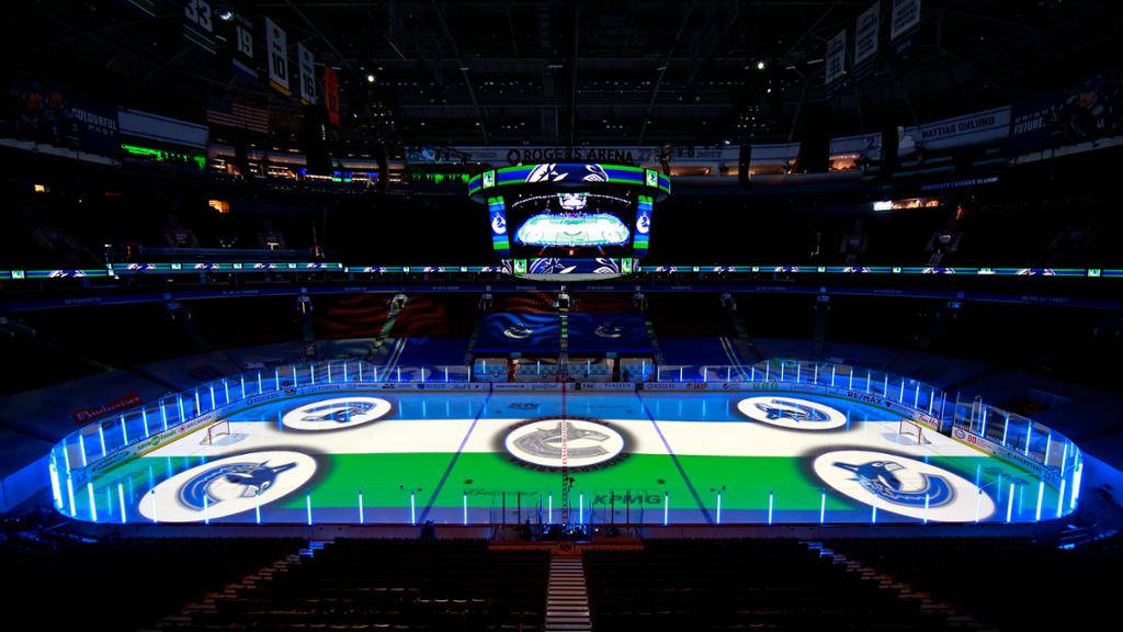 Vancouver Canucks, holographic hockey pitch, glowing blue ice rink, SD Desktop Wallpaper
