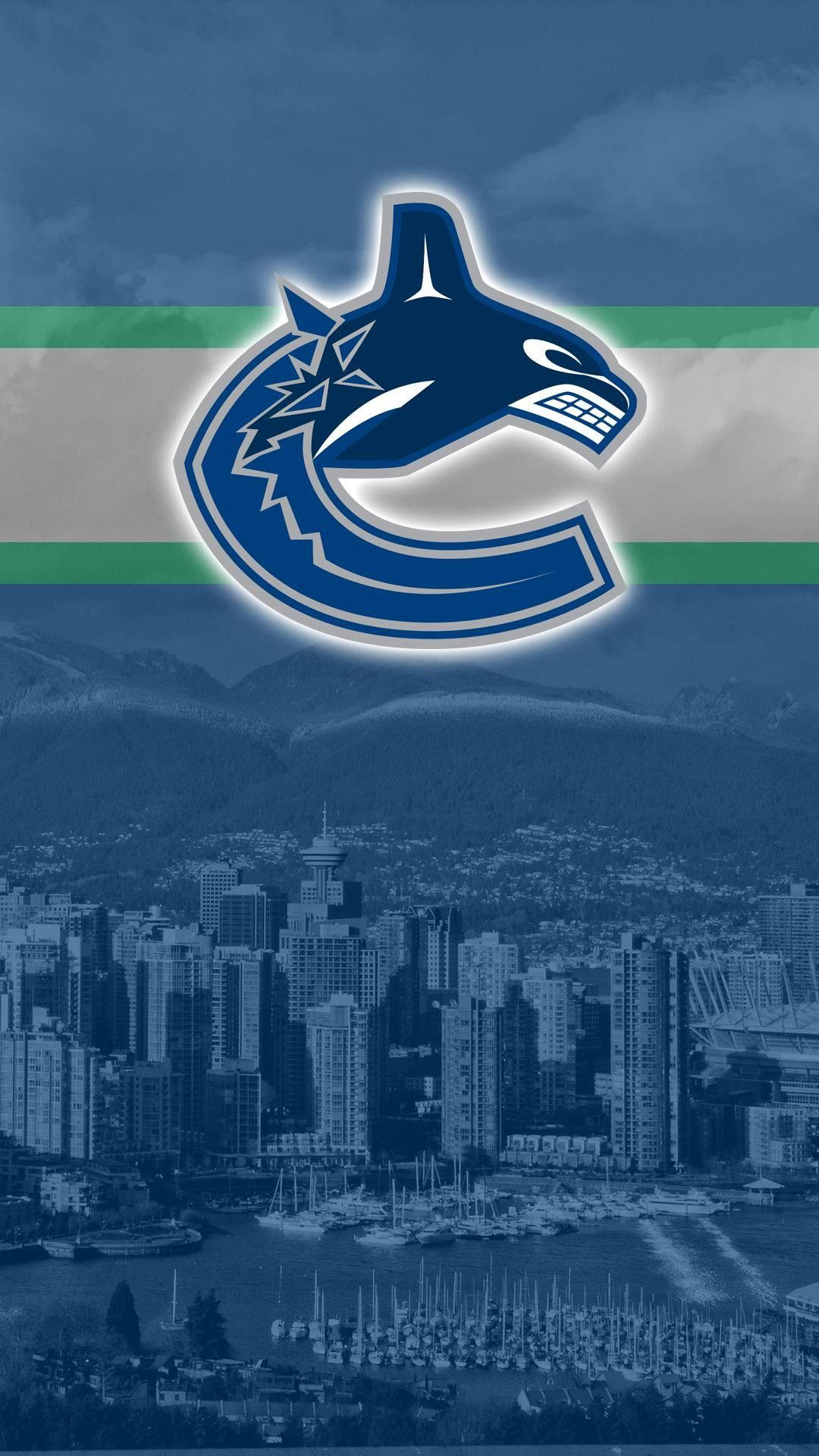 Vancouver Canucks, city skyline, mountains, Full HD Phone Wallpaper