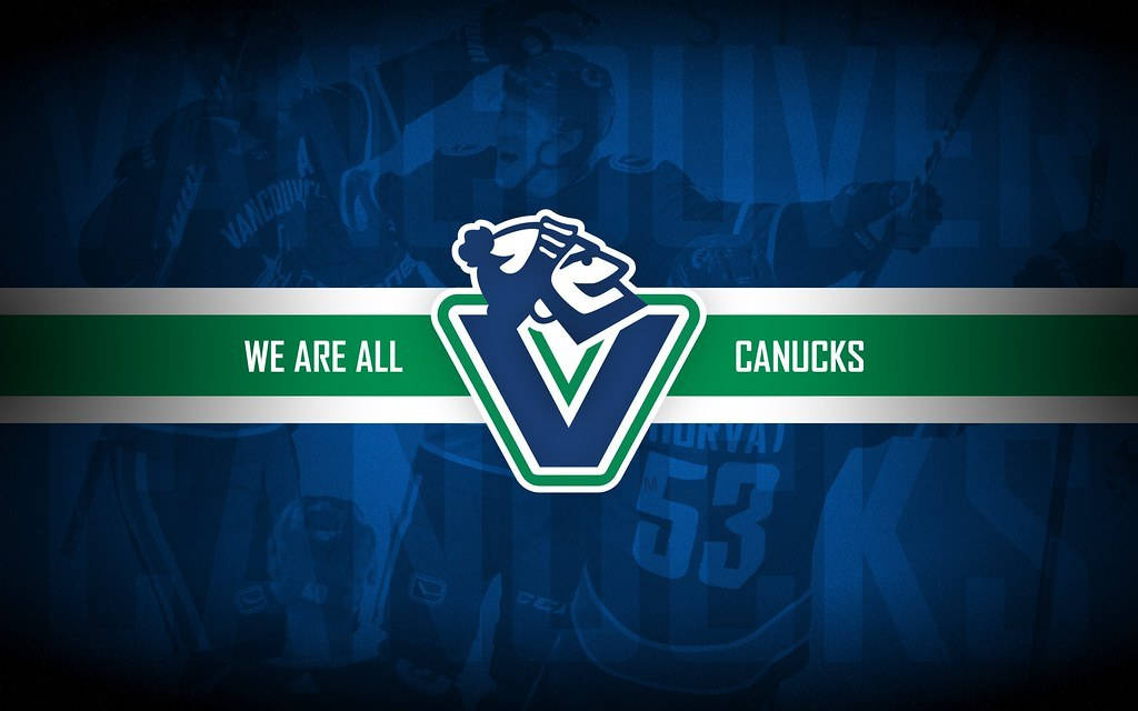Vancouver Canucks, blue background, hockey players, SD Desktop Wallpaper