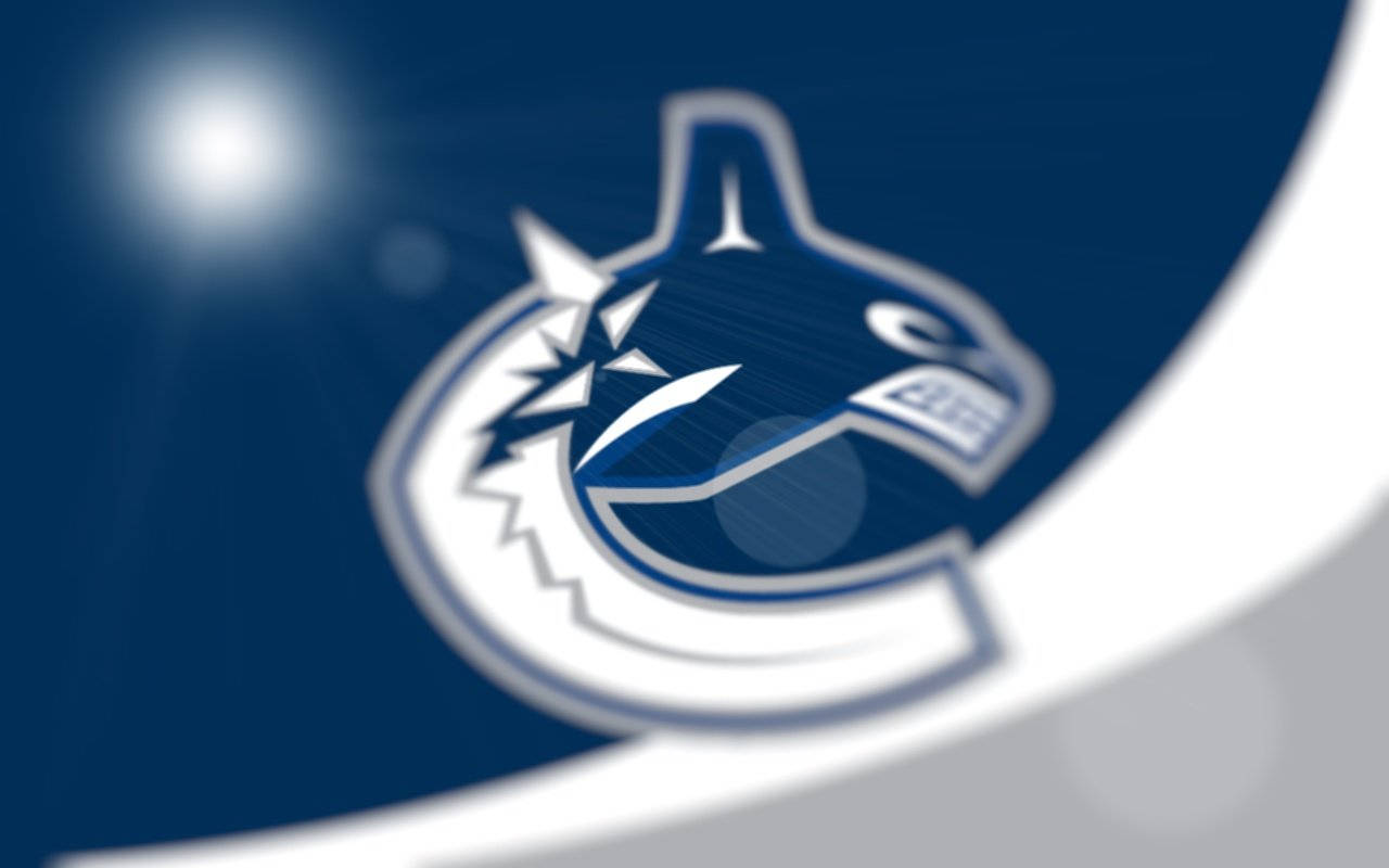 Vancouver Canucks, luminous logo, blue and white background, HD Desktop Wallpaper