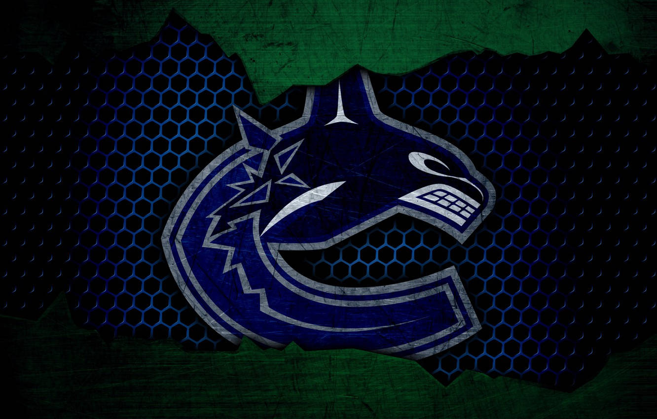 Vancouver Canucks, blue and green, hexagonal mesh background, HD Desktop Wallpaper