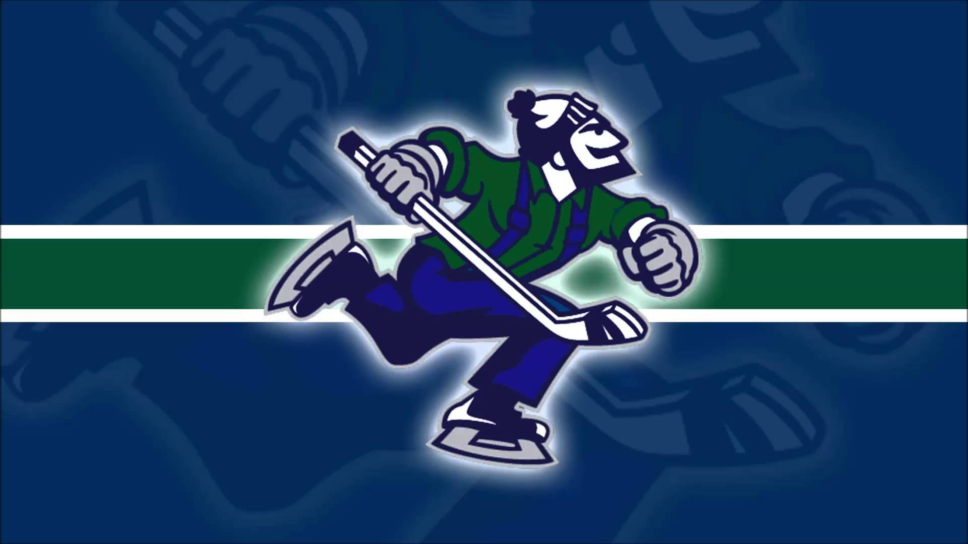 Vancouver Canucks, green and blue gear, dark blue background, Full HD Desktop Wallpaper