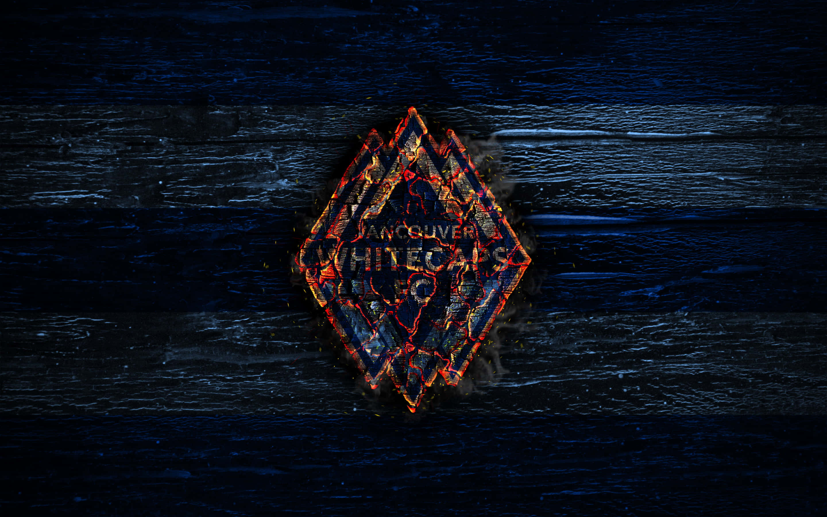 Vancouver Whitecaps FC, burning logo, fiery diamond-shaped, 2K Desktop Wallpaper