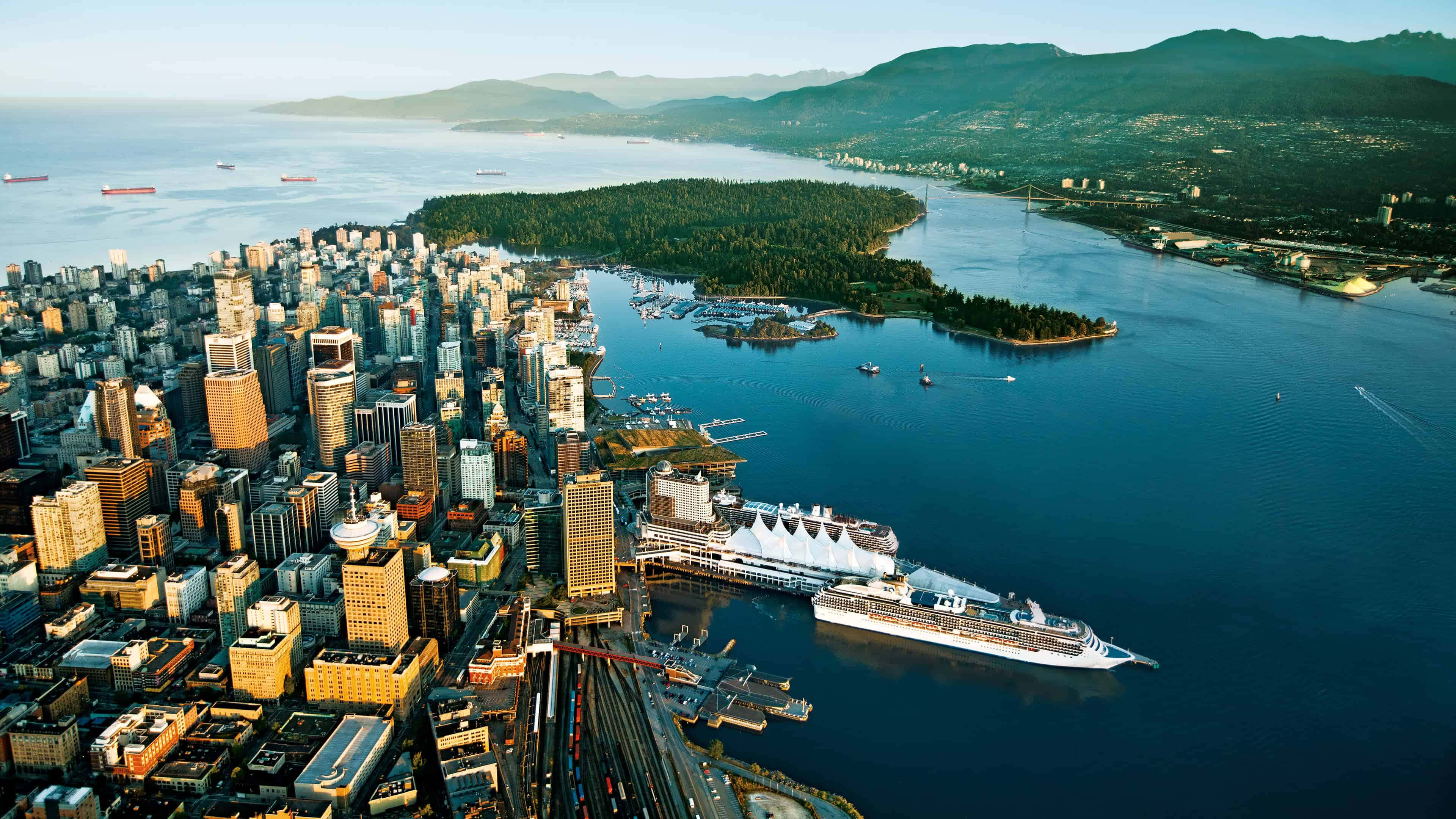 Vancouver, waterfront, aerial view, 4K Desktop Wallpaper