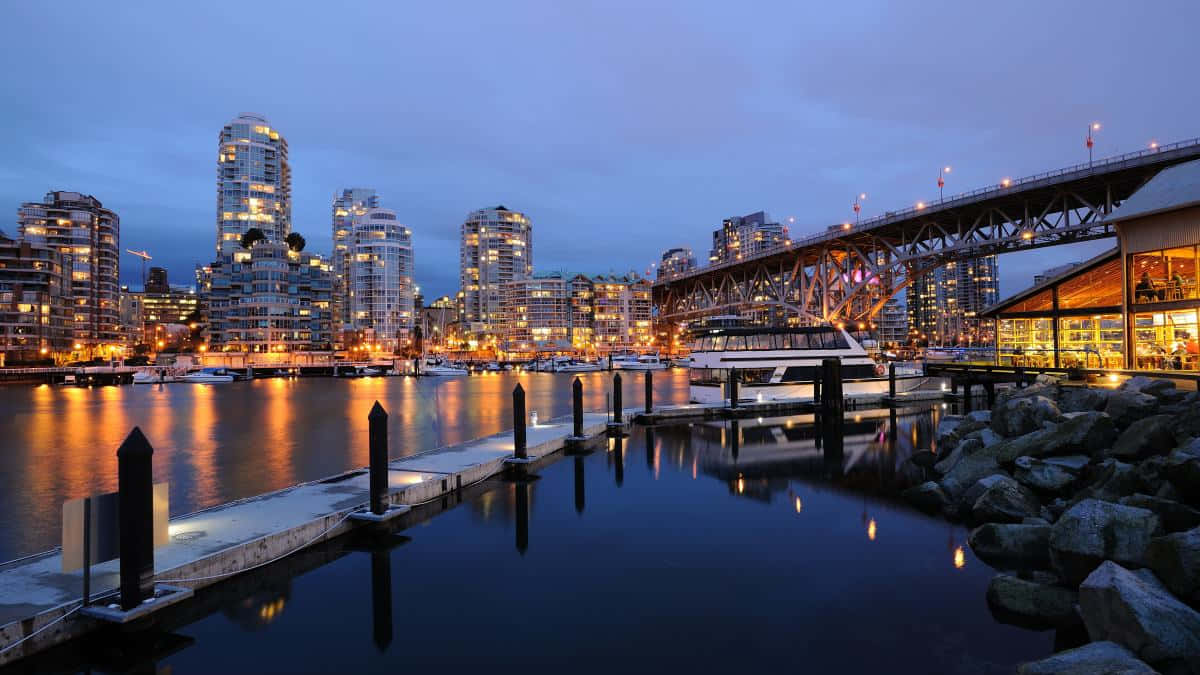 Vancouver, twilight, skyline, SD Desktop Wallpaper