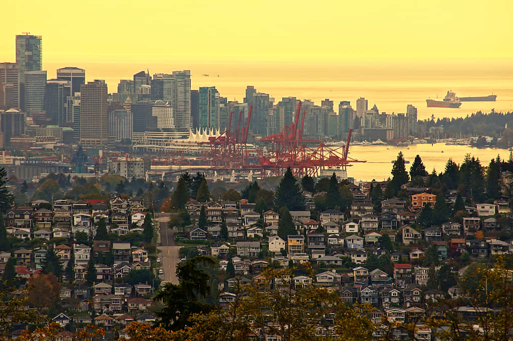 Vancouver, skyline, dusk, SD Desktop Wallpaper