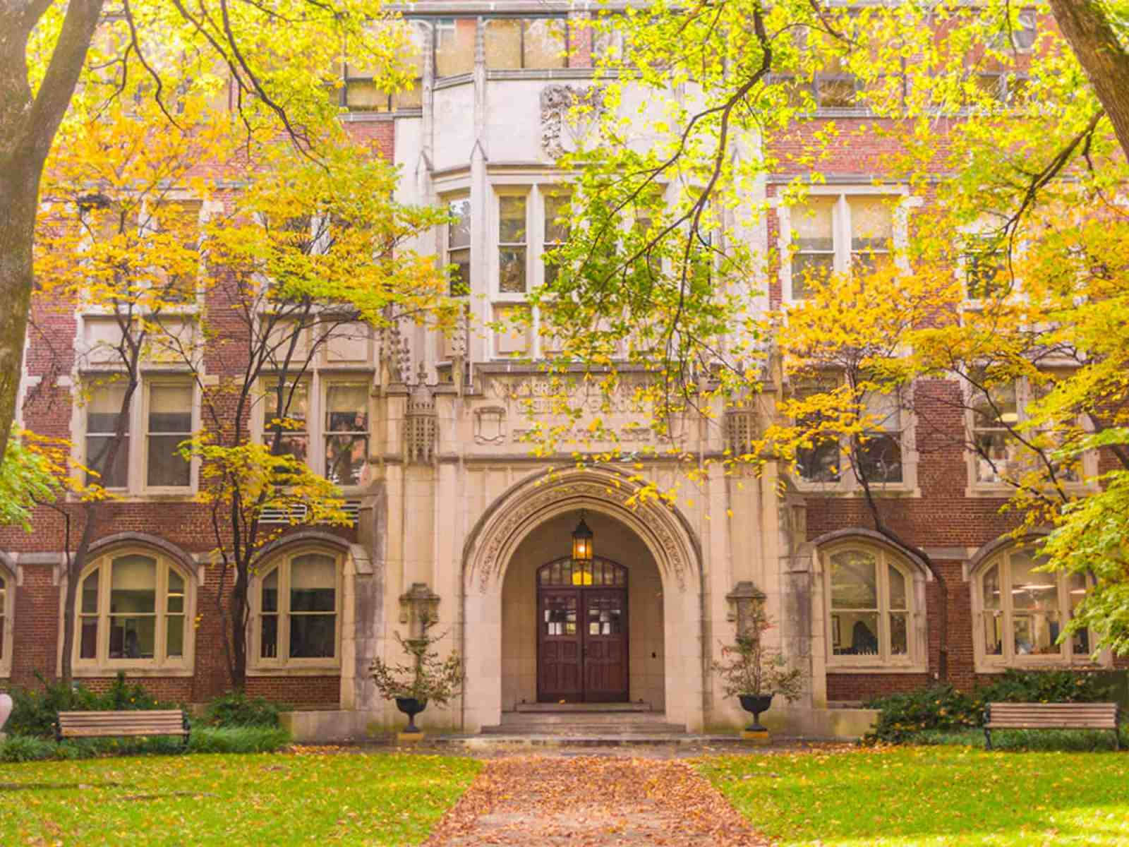 Vanderbilt University, bright green trees, grand brick university building, HD Desktop Wallpaper