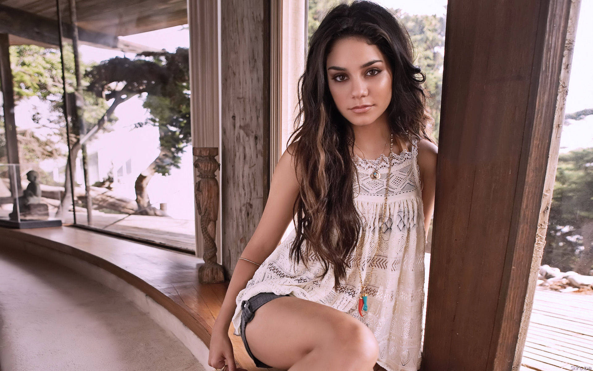 Vanessa Hudgens, bohemian look, white crochet top, Full HD Desktop Wallpaper
