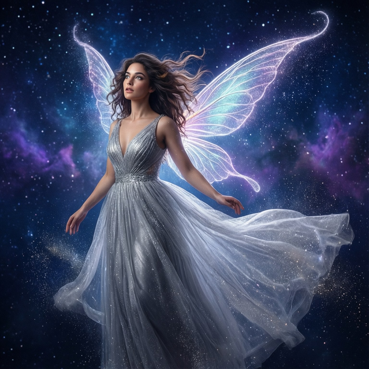 Vanessa Morgan, ethereal fairy, starry night, HD Desktop Wallpaper