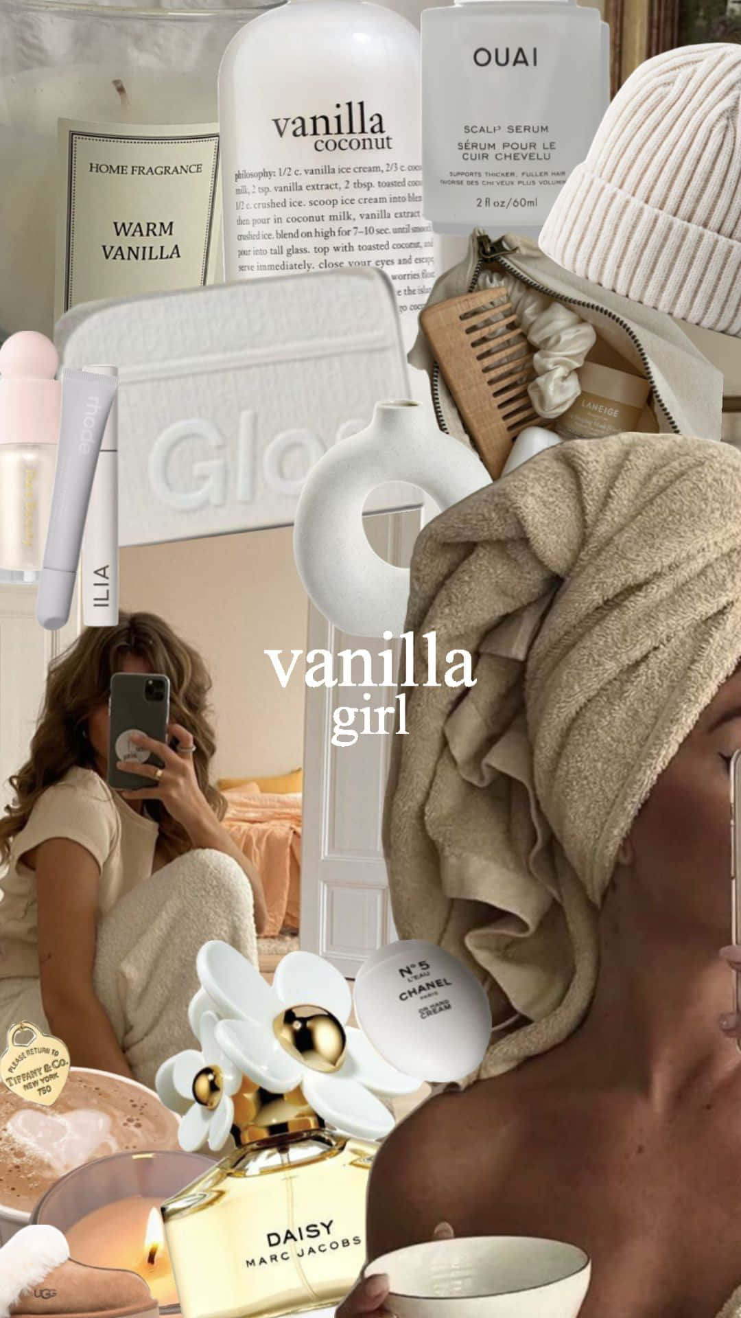 Vanilla Girl Aesthetic, vanilla-scented beauty products, towel wrapped head, Full HD Phone Wallpaper