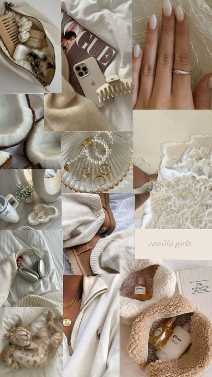 Vanilla Girl Aesthetic, beige, cream, SD Phone Wallpaper
