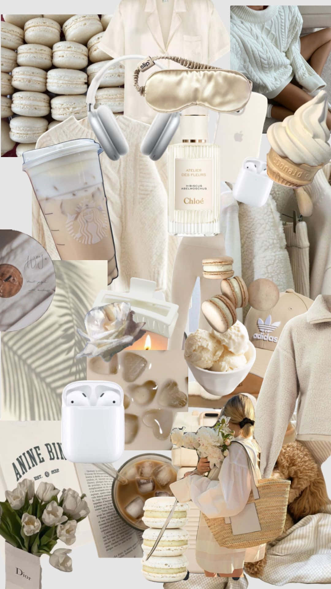 Vanilla Girl Aesthetic, soft beige, macarons, Full HD Phone Wallpaper