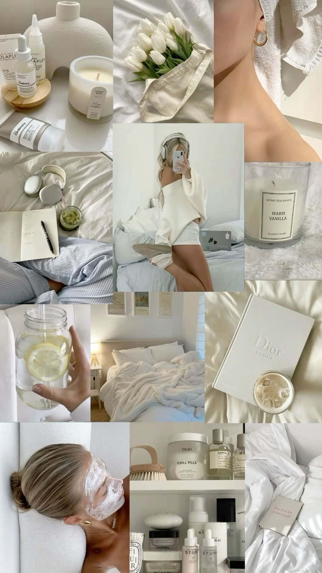 Vanilla Girl Aesthetic, candles, skincare products, Full HD Phone Wallpaper