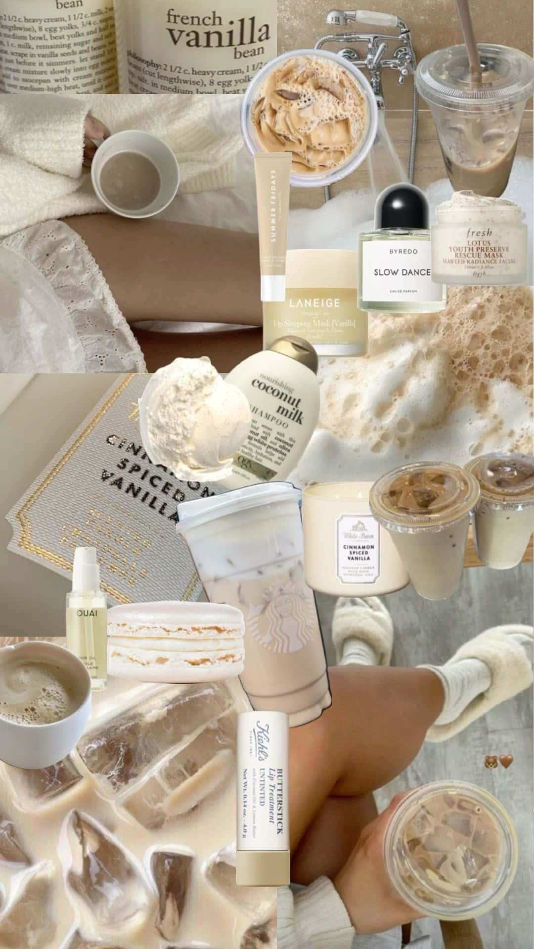 Vanilla Girl Aesthetic, cinnamon spiced vanilla, beauty and drink products, Full HD Phone Wallpaper