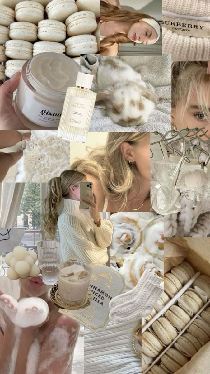 Vanilla Girl Aesthetic, beige-toned, macarons, SD Phone Wallpaper