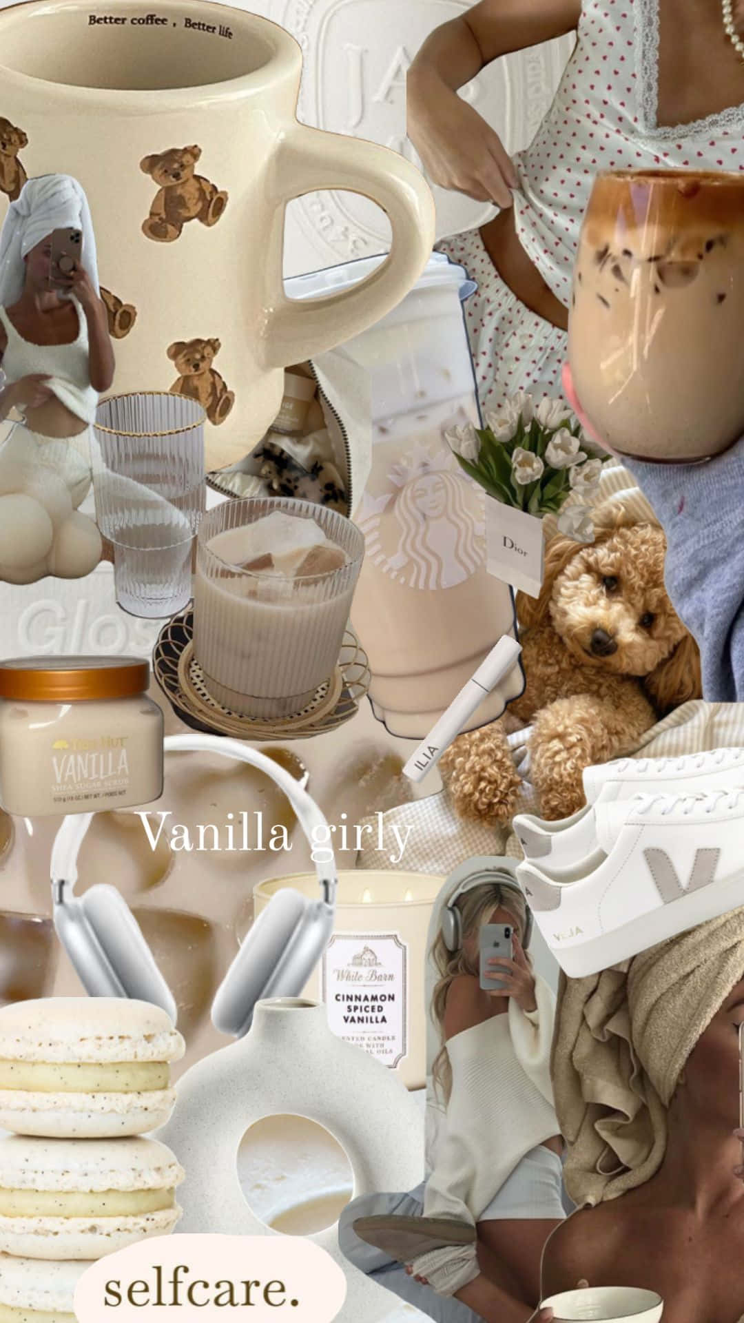 Vanilla Girl Aesthetic, vanilla scented candles, iced coffee, Full HD Phone Wallpaper