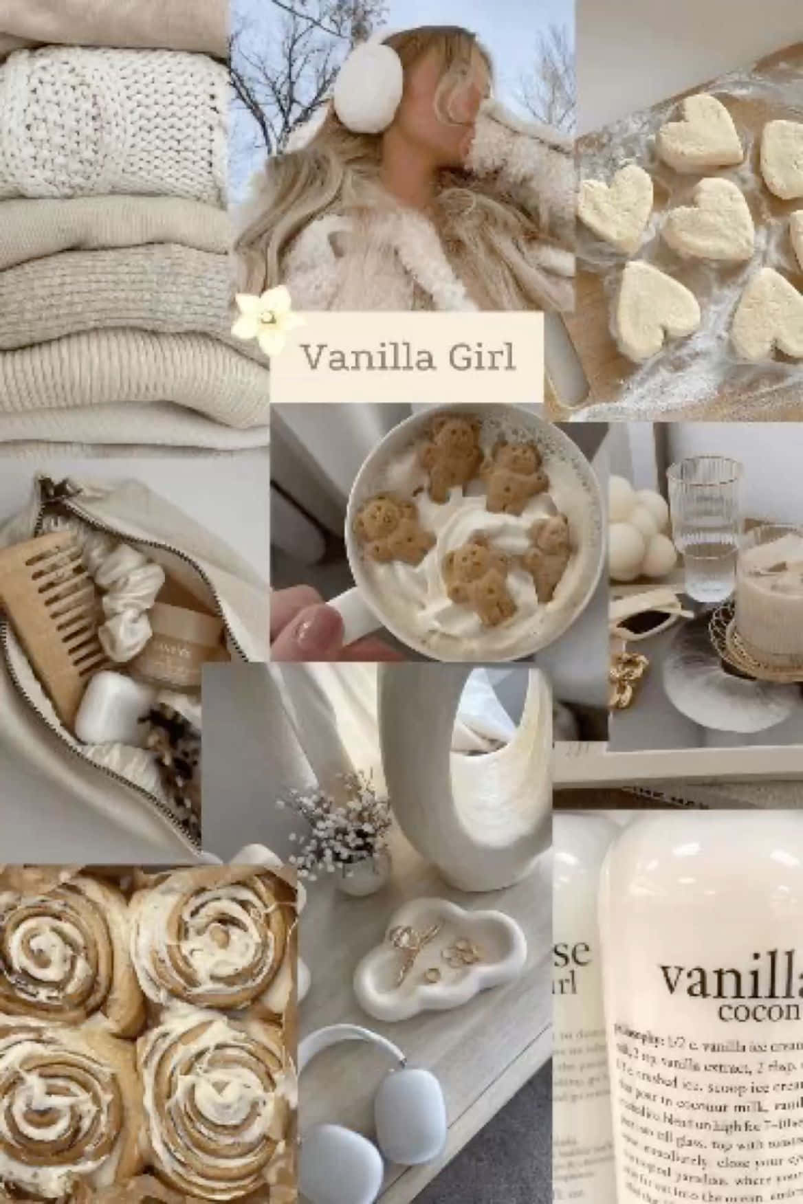 Vanilla Girl Aesthetic, heart cookies, cinnamon rolls, HD Phone Wallpaper