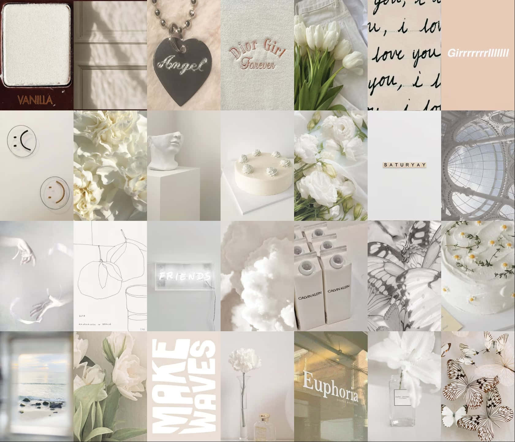 Vanilla Girl Aesthetic, pastel, white flowers, HD Desktop Wallpaper